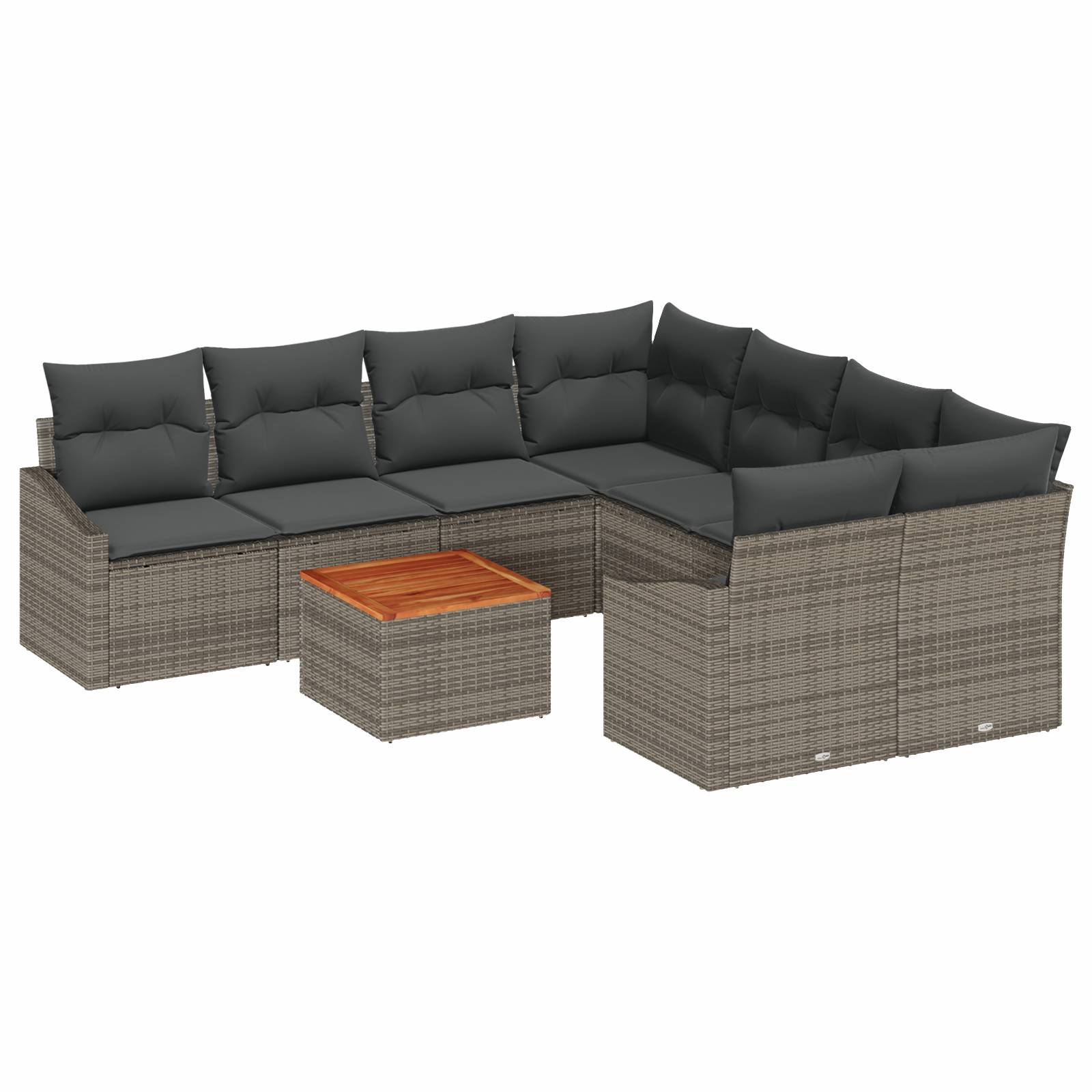 vidaXL 9-tlg. Garten-Sofagarnitur mit Kissen Grau Poly Rattan