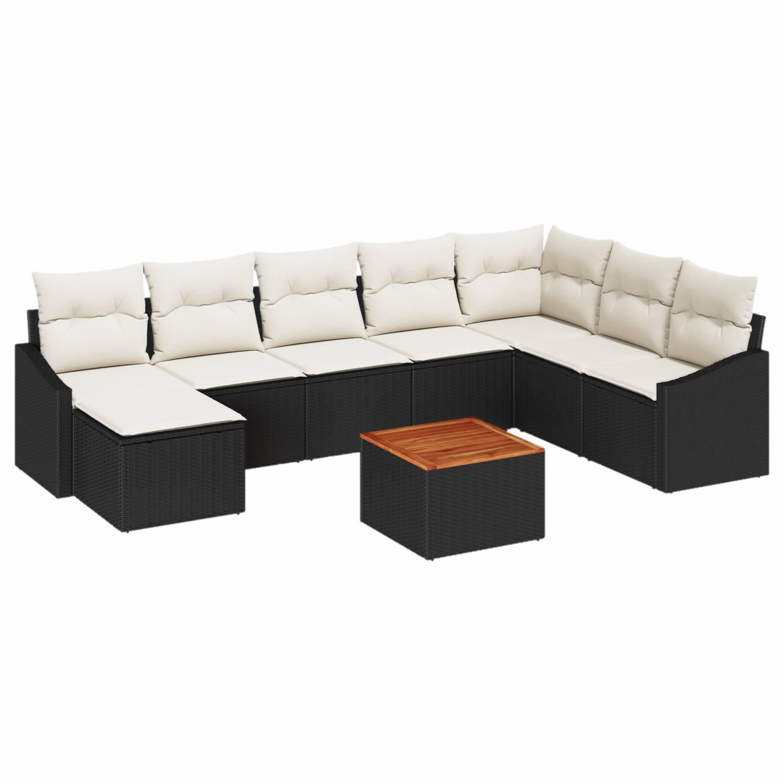 vidaXL 9-tlg. Garten-Sofagarnitur mit Kissen Schwarz Poly Rattan
