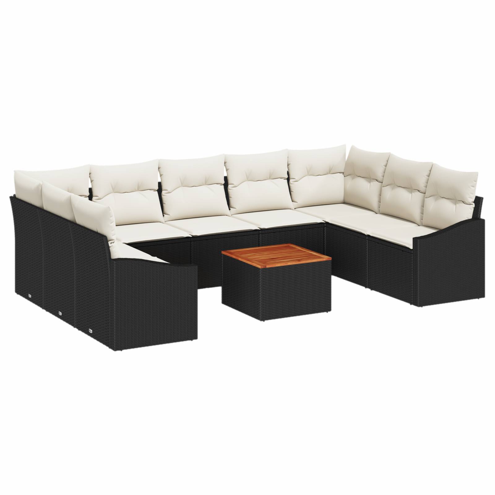 vidaXL 10-tlg. Garten-Sofagarnitur mit Kissen Schwarz Poly Rattan