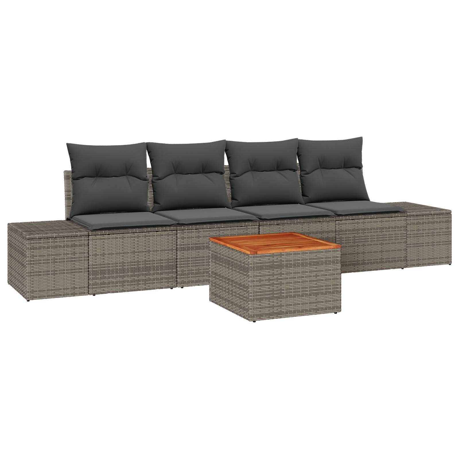 vidaXL 5-tlg. Garten-Sofagarnitur mit Kissen Grau Poly Rattan