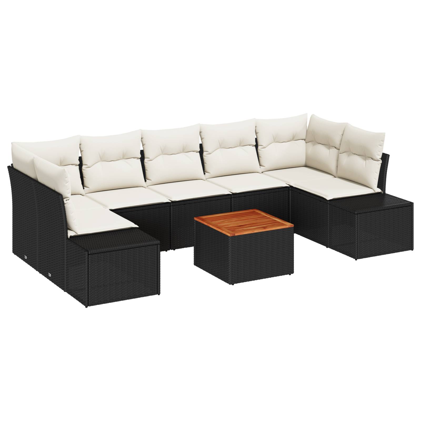 vidaXL 8-teiliges Garten-Sofa-Set mit Kissen Schwarz Poly-Rattan Akazie