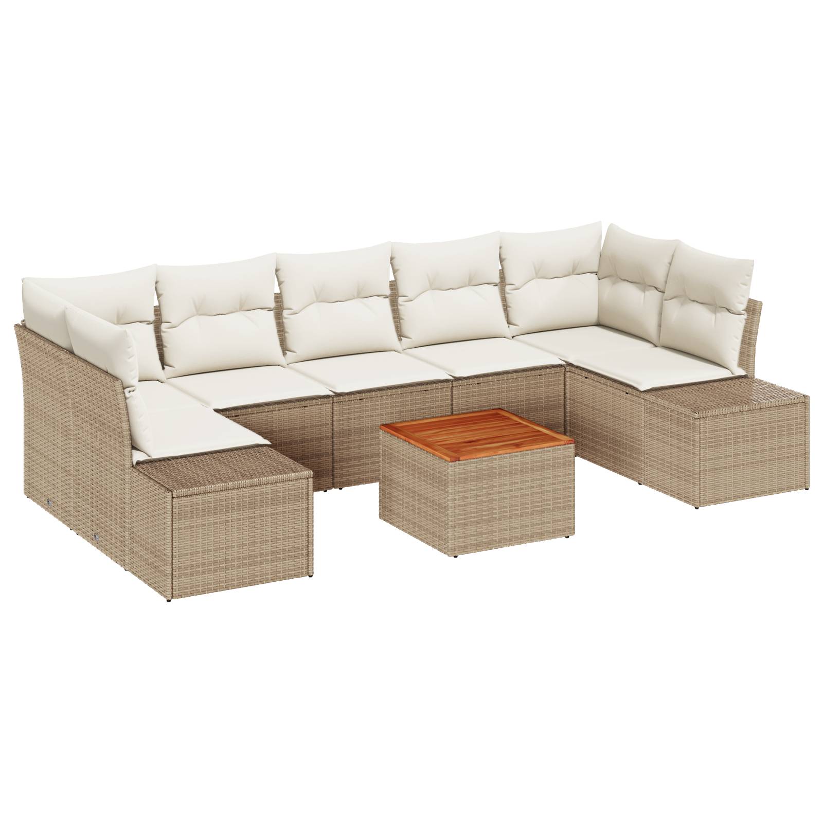 vidaXL 8-teiliges Garten-Sofa-Set mit Kissen in Beige, Poly-Rattan, Akazie