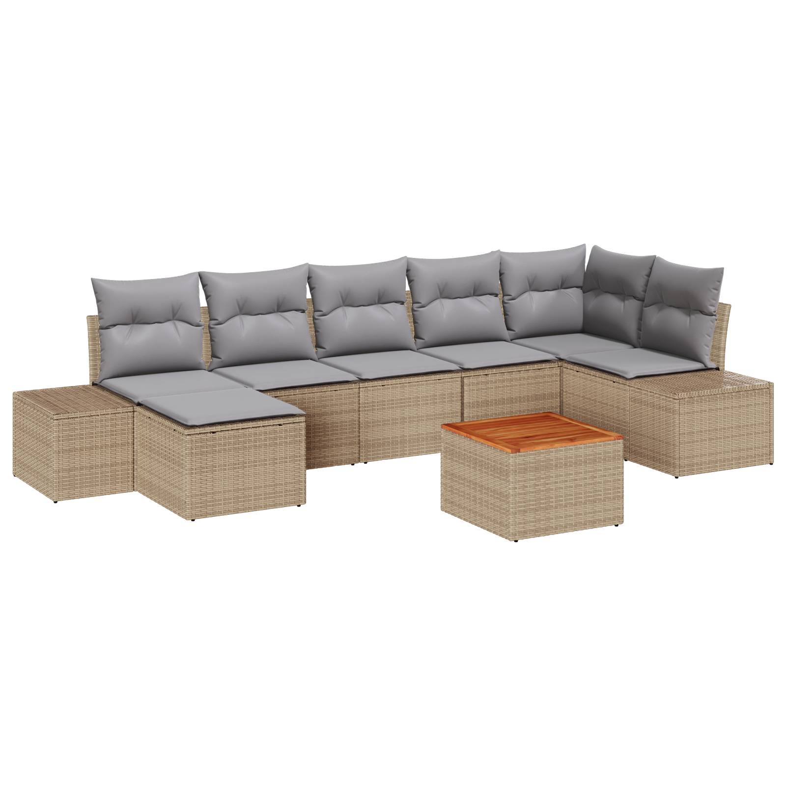 vidaXL 8-teiliges Garten Sofa Set mit Kissen Beige Poly Rattan Akazie