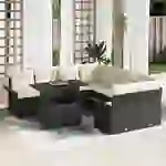 vidaXL 9-teiliges Garten-Sofa-Set mit Kissen - Schwarz Poly Rattan vidaXL 9-teiliges Garten-Sofa-Set mit Kissen - Schwarz Poly Rattan