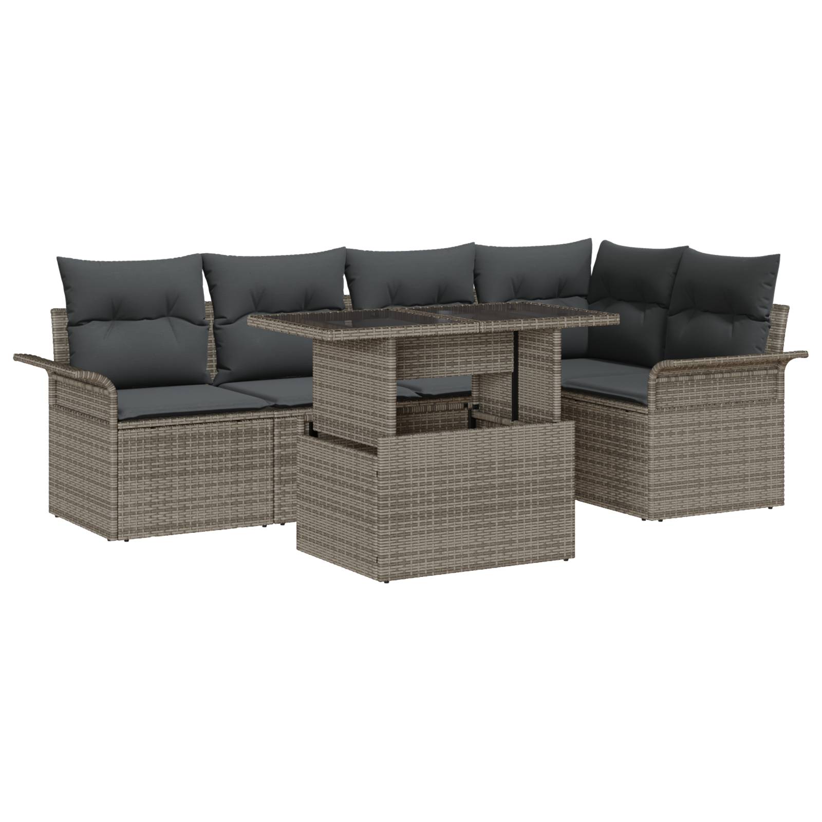 vidaXL 6-teiliges Garten Sofa Set mit Kissen Grau Poly Rattan