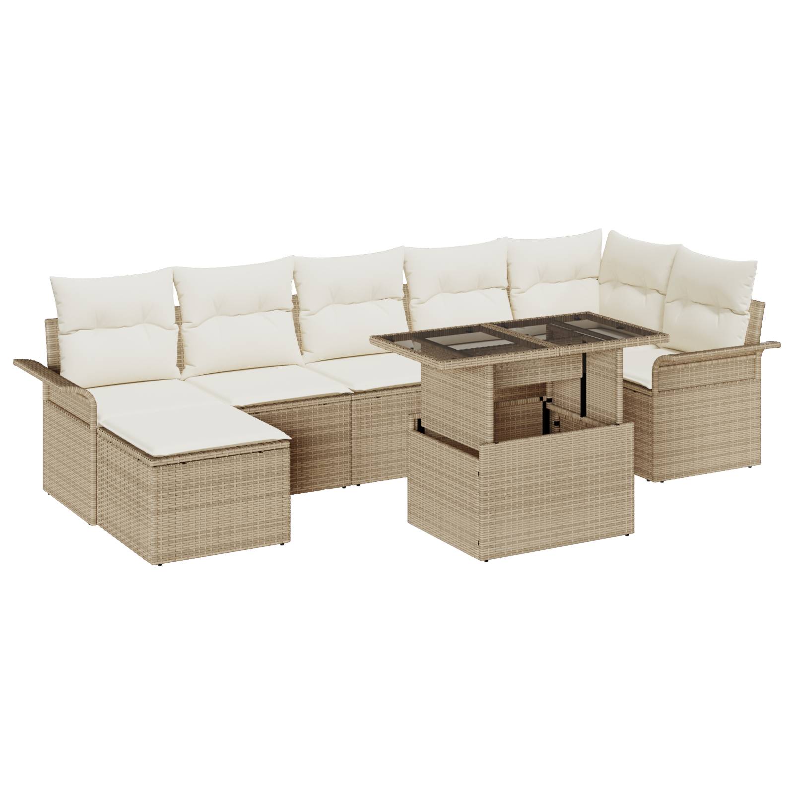 vidaXL 8-teilige Garten-Sofa-Set mit Kissen Beige Poly Rattan