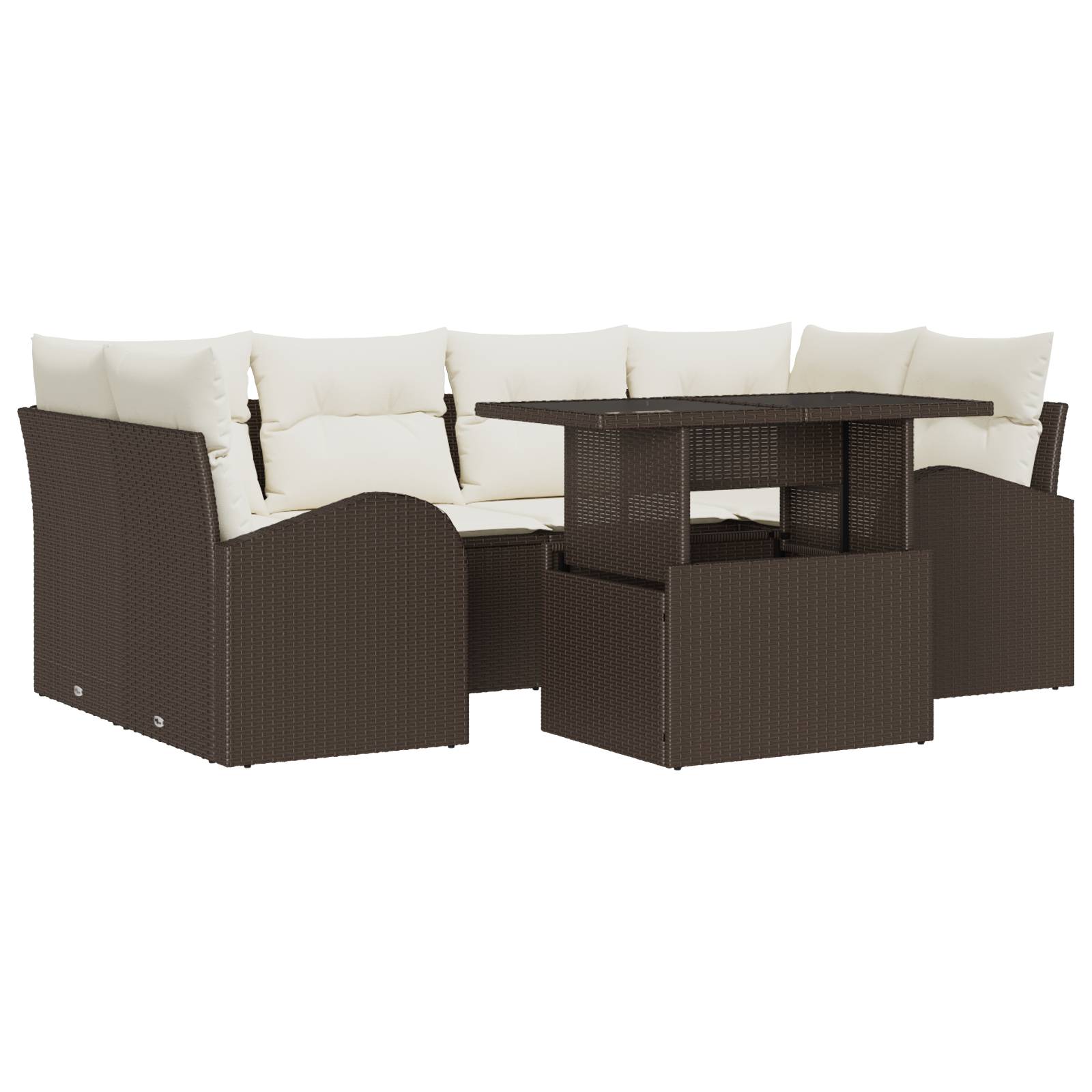 vidaXL 7-teiliges Garten Sofaset mit Kissen Braun Poly Rattan