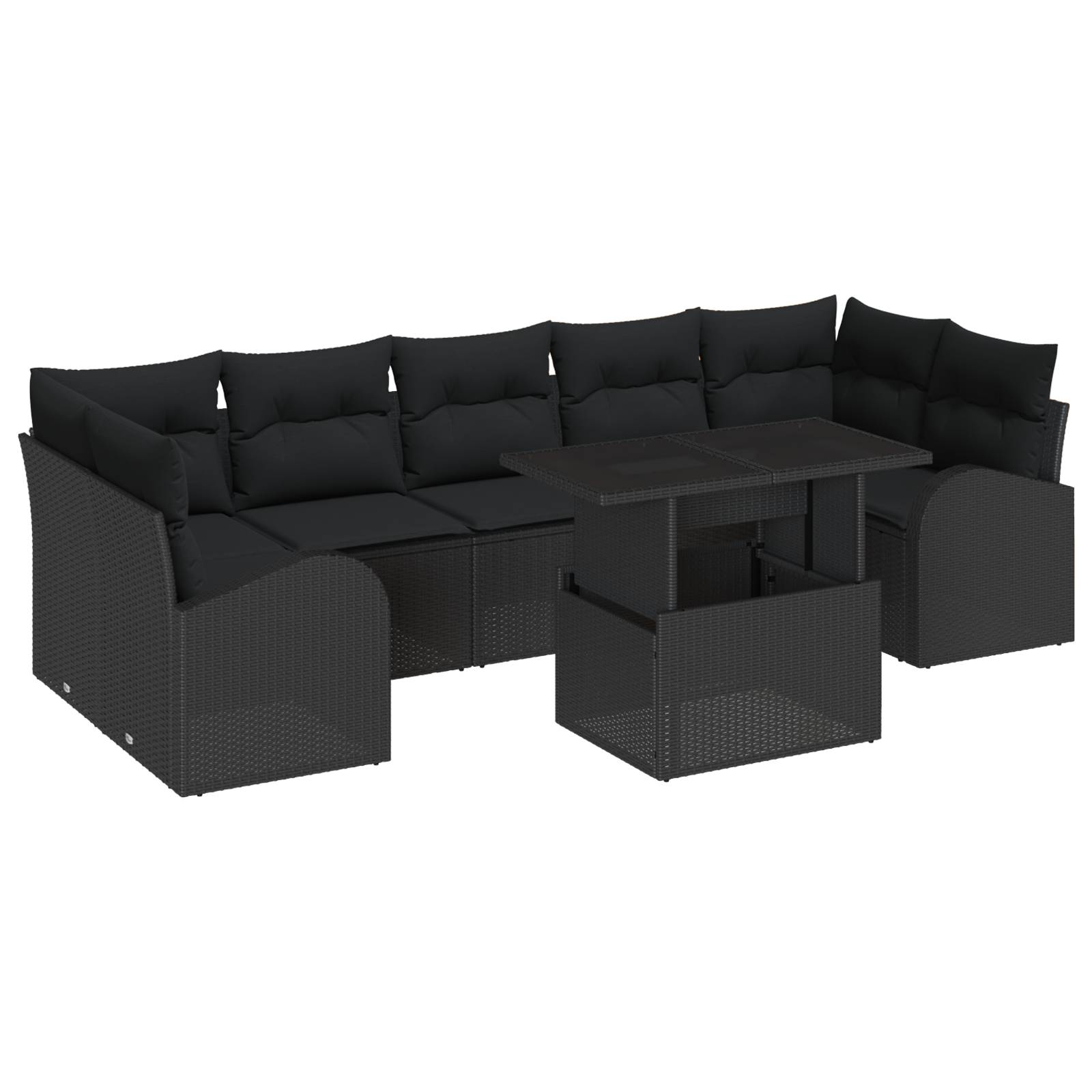 vidaXL 8-teilige Garten Sofa Set mit Kissen Schwarzes Poly-Rattan