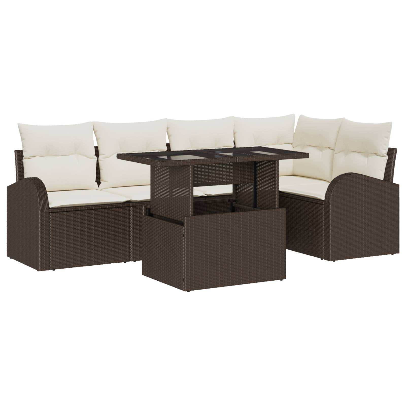 vidaXL 6-teiliges Garten Sofa Set mit Kissen Braunes Poly Rattan