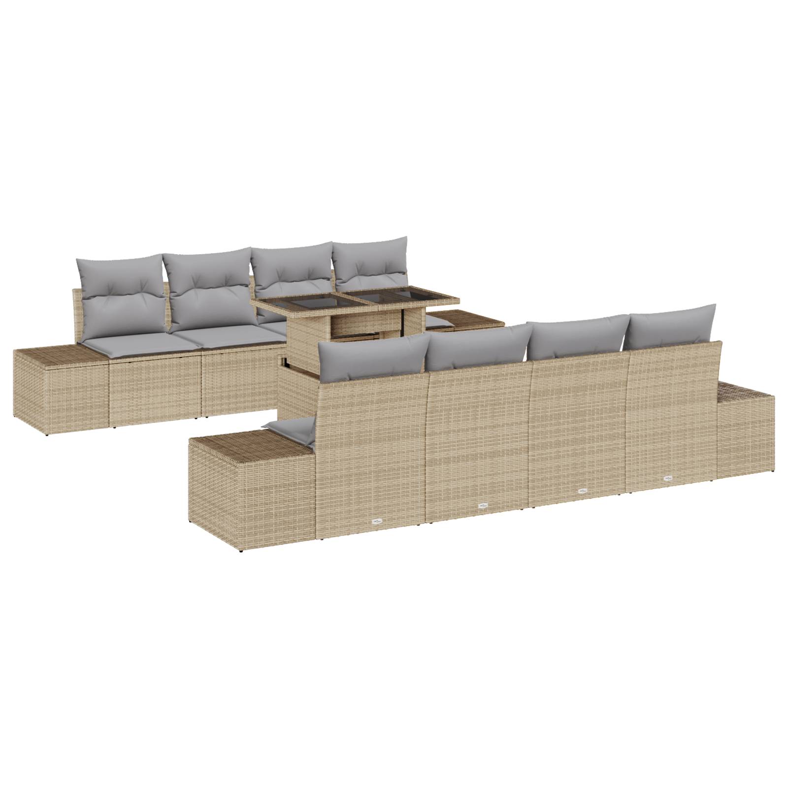 vidaXL 7-tlg. Garten-Sofagarnitur mit Kissen Beige Poly Rattan