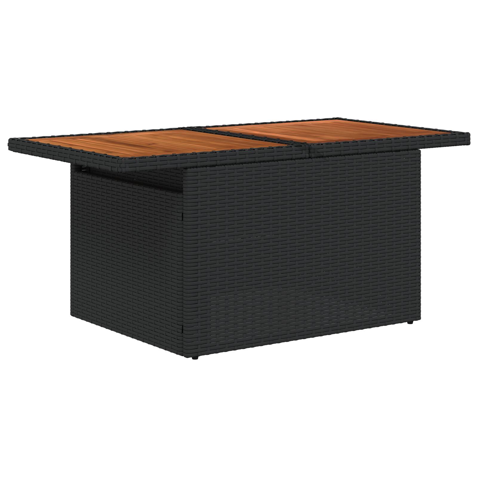 vidaXL 7-teiliges Garten Sofaset mit Kissen Schwarz Poly-Rattan Akazie