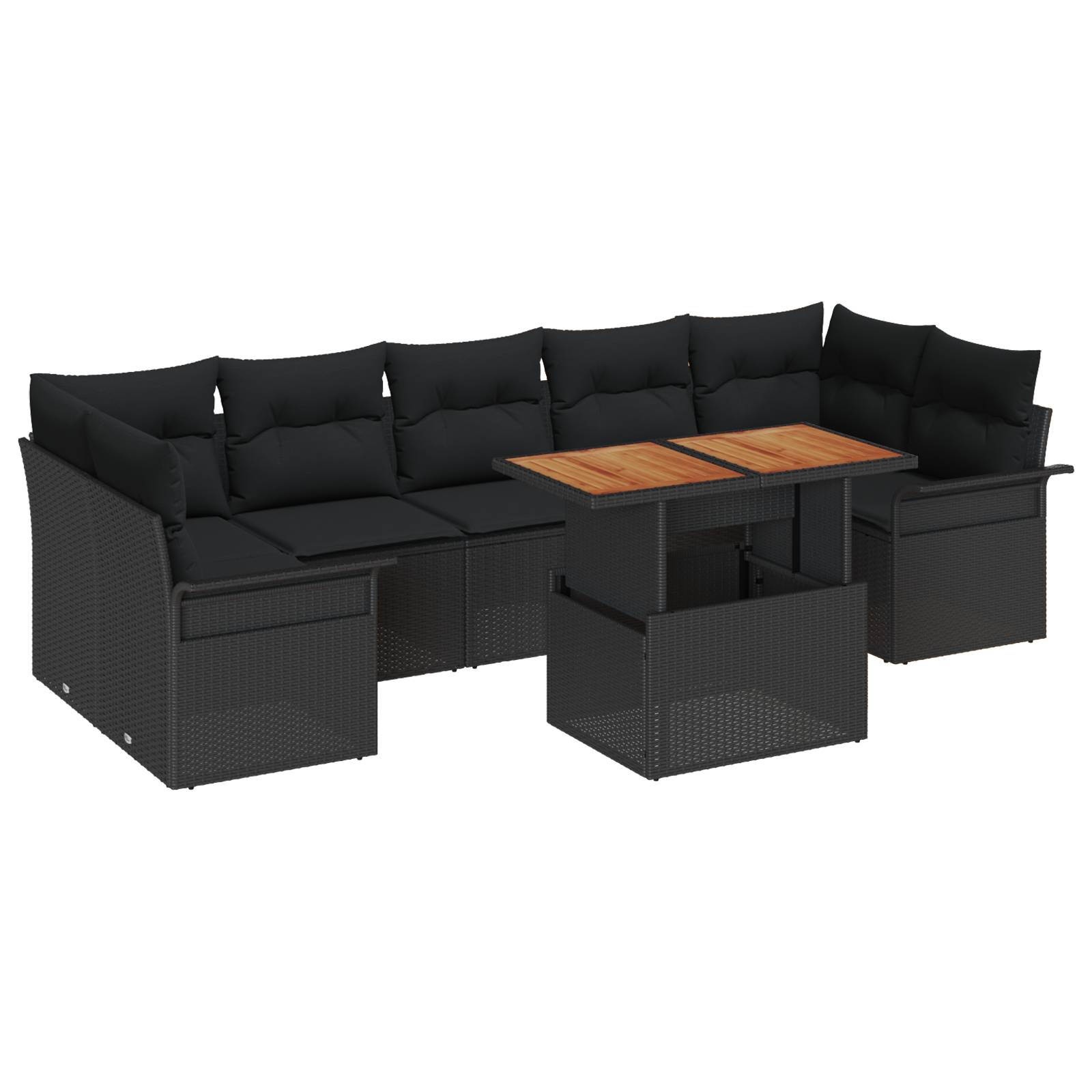 vidaXL 8-teiliges Garten Sofa Set mit Kissen Schwarz Poly Rattan