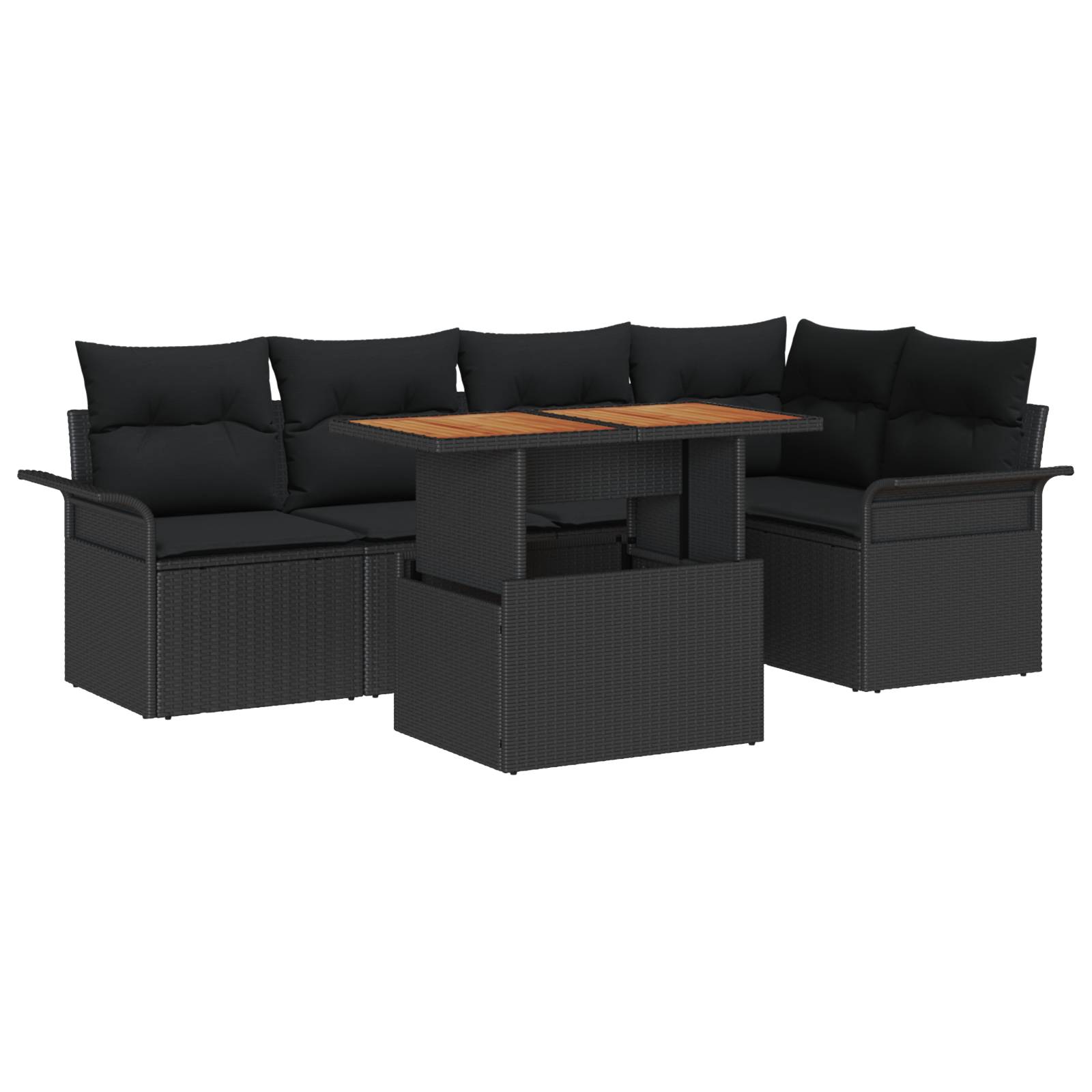 vidaXL 6-teiliges Garten Sofa Set mit Kissen in Schwarz Poly Rattan