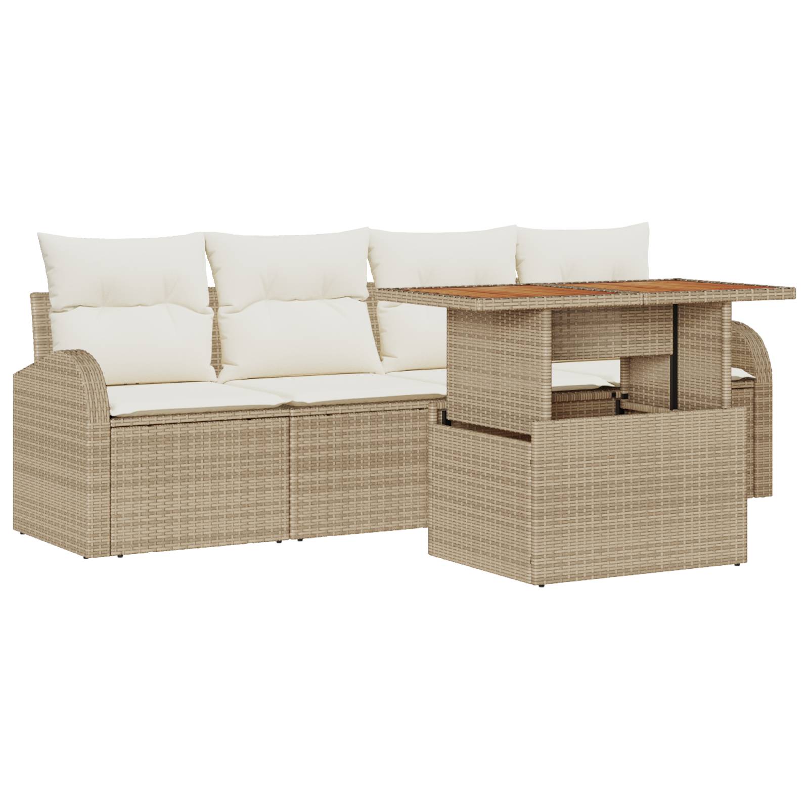 vidaXL 5-teiliges Garten Sofa Set mit Kissen Beige Poly Rattan