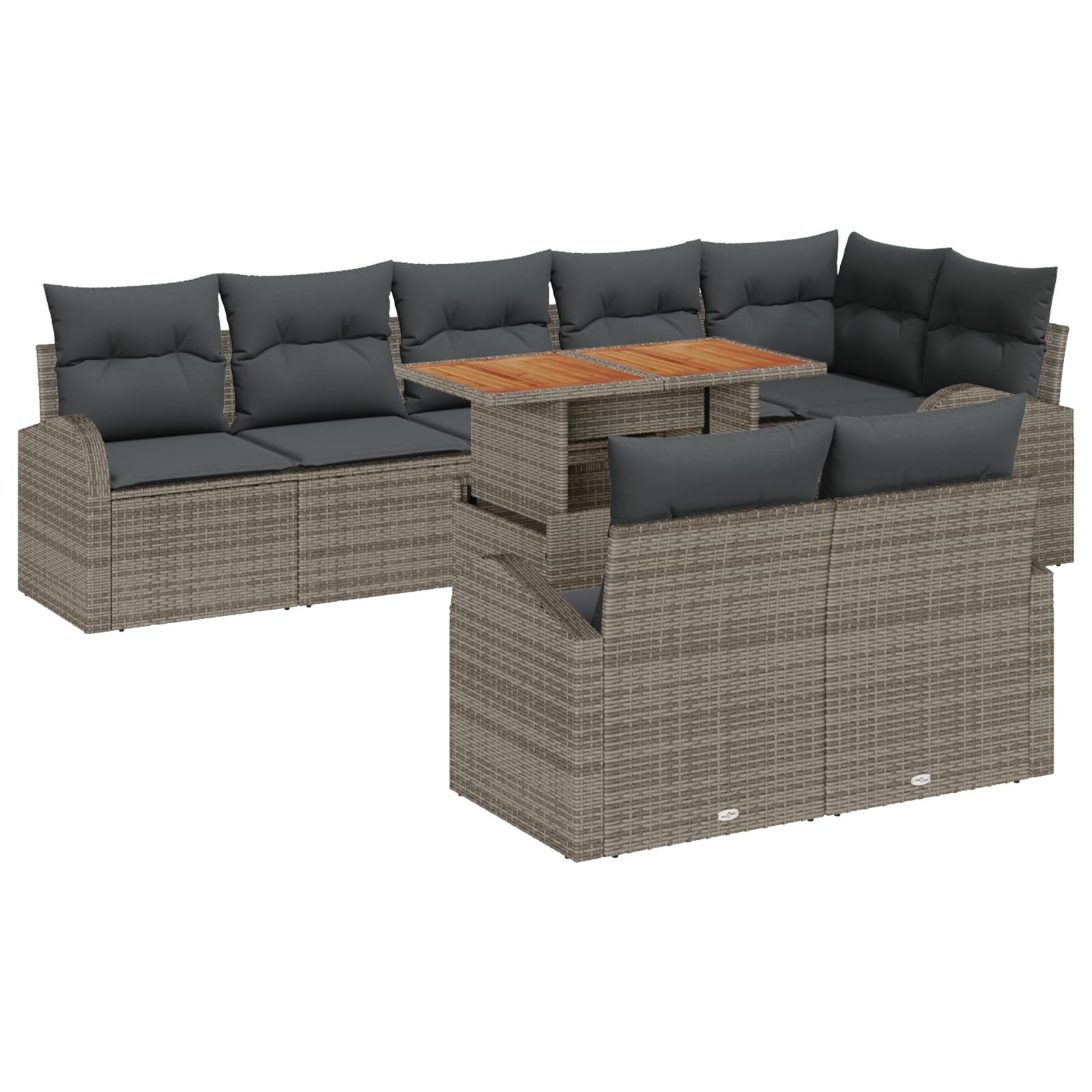 vidaXL 9-teilige Garten-Sofa-Set mit Kissen Grau Poly-Rattan
