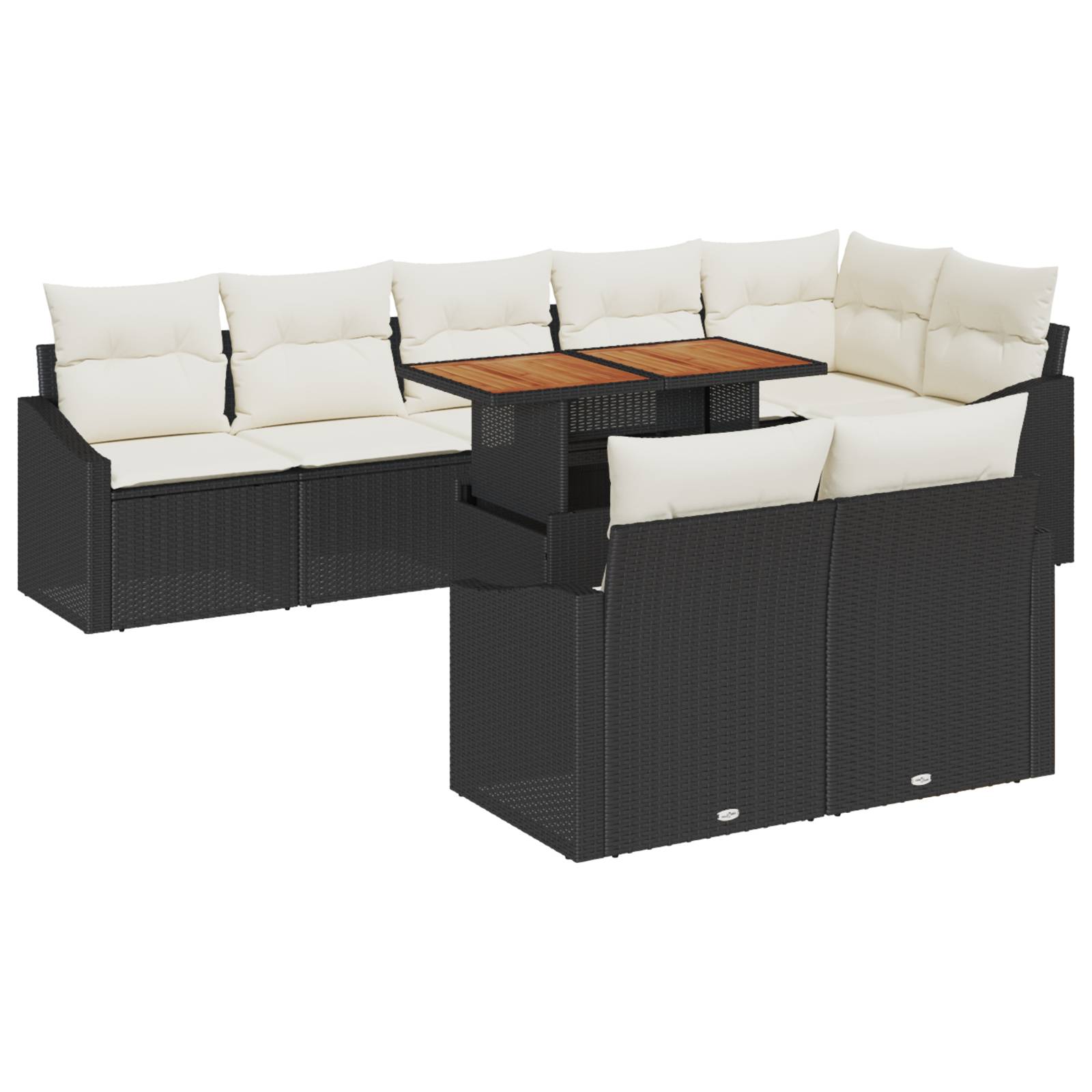 vidaXL 9-tlg. Garten-Essgruppe mit Kissen Schwarz Poly Rattan Akazie