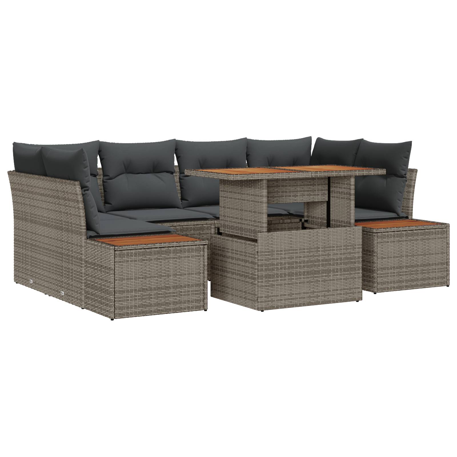vidaXL 6-teiliges Garten Sofa Set mit Kissen Grau Poly Rattan