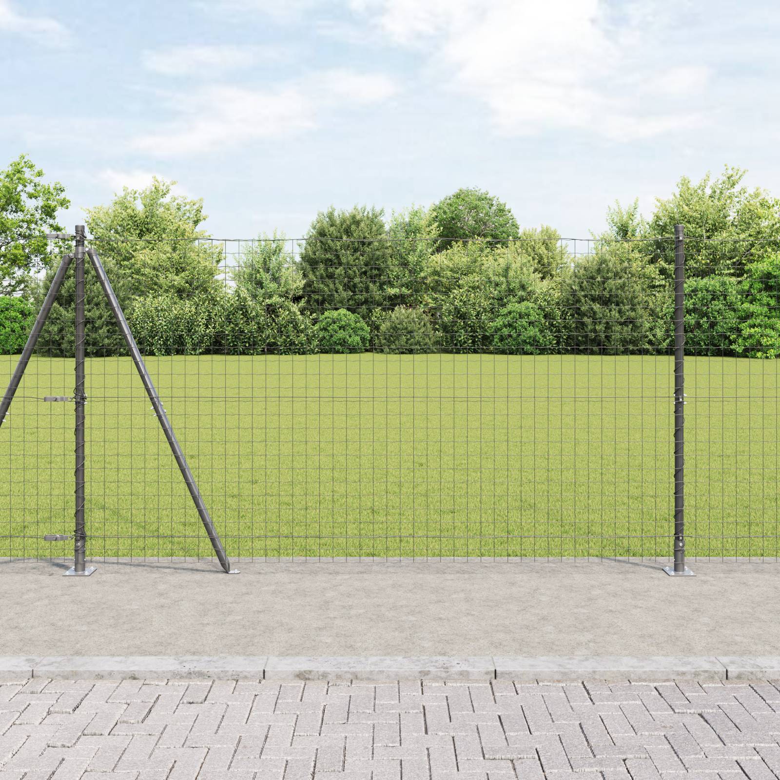 vidaXL Zaunpfosten mit Bodenplatten 26 Stk Ø32mm 68,5cm Stahl Verzinkt
