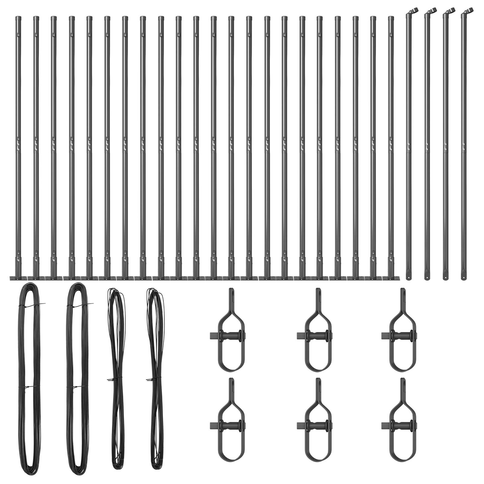 vidaXL Zaunpfosten mit Bodenplatten 26 Stk Ø32mm 68,5cm Stahl Verzinkt