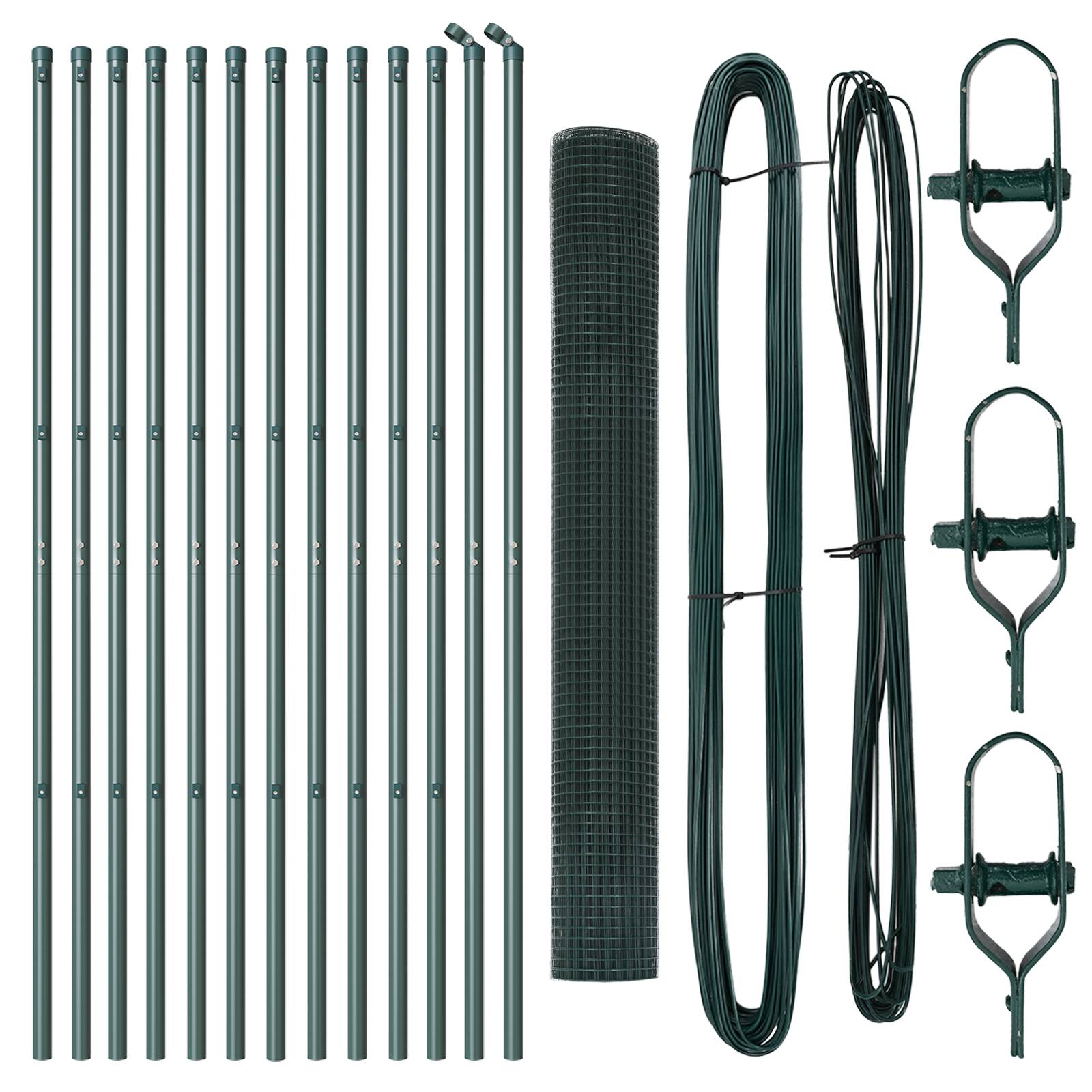 vidaXL Metallzaunpfosten Set 2er Set Grün Metall, PVC-Beschichtung