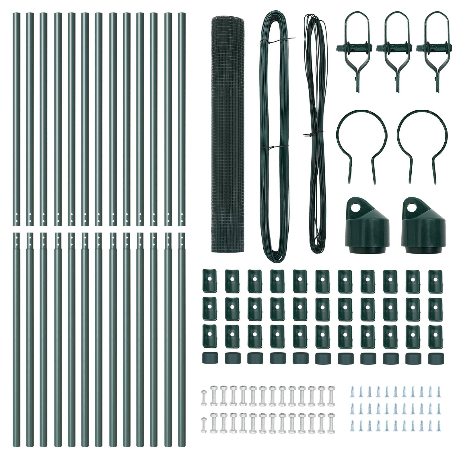 vidaXL Metallzaunpfosten Set 2er Set Grün Metall, PVC-Beschichtung