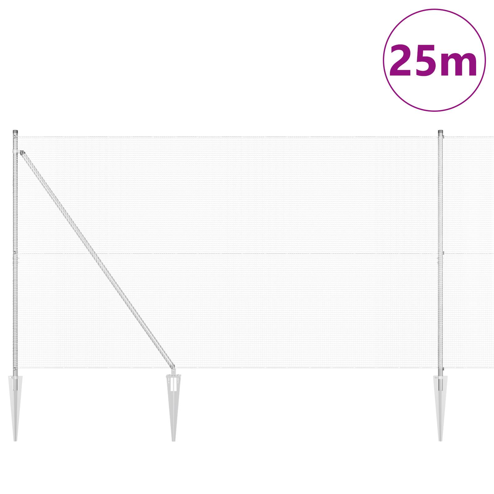 vidaXL Geschweißter Drahtzaun mit 13 Pfosten 1,5x25 m galvanisierter Stahl