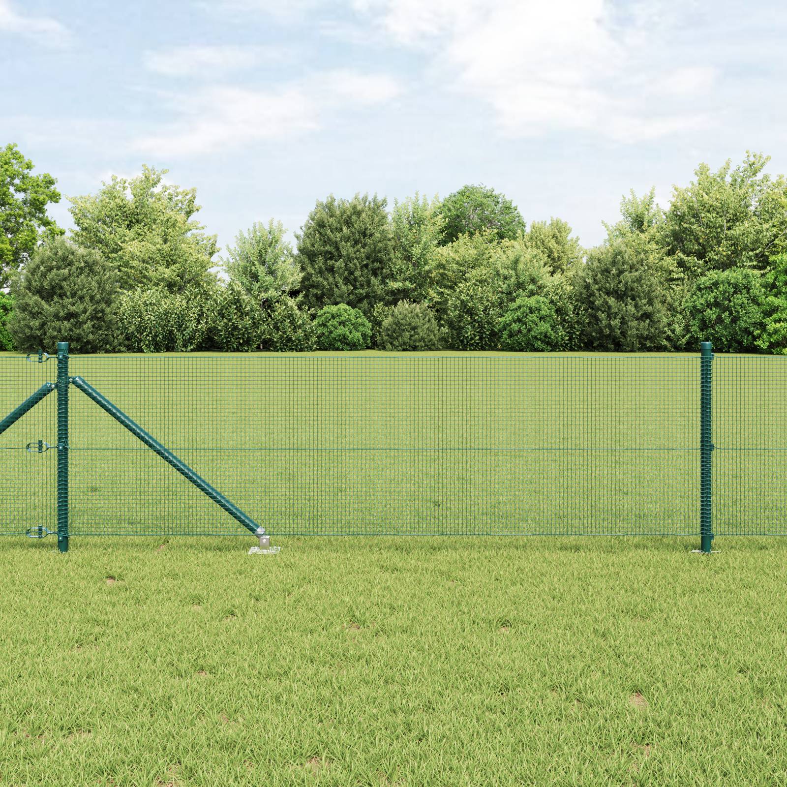 vidaXL Geschweißter Drahtzaun mit 7 Dorneisen Grün 0.8x10 m Stahl