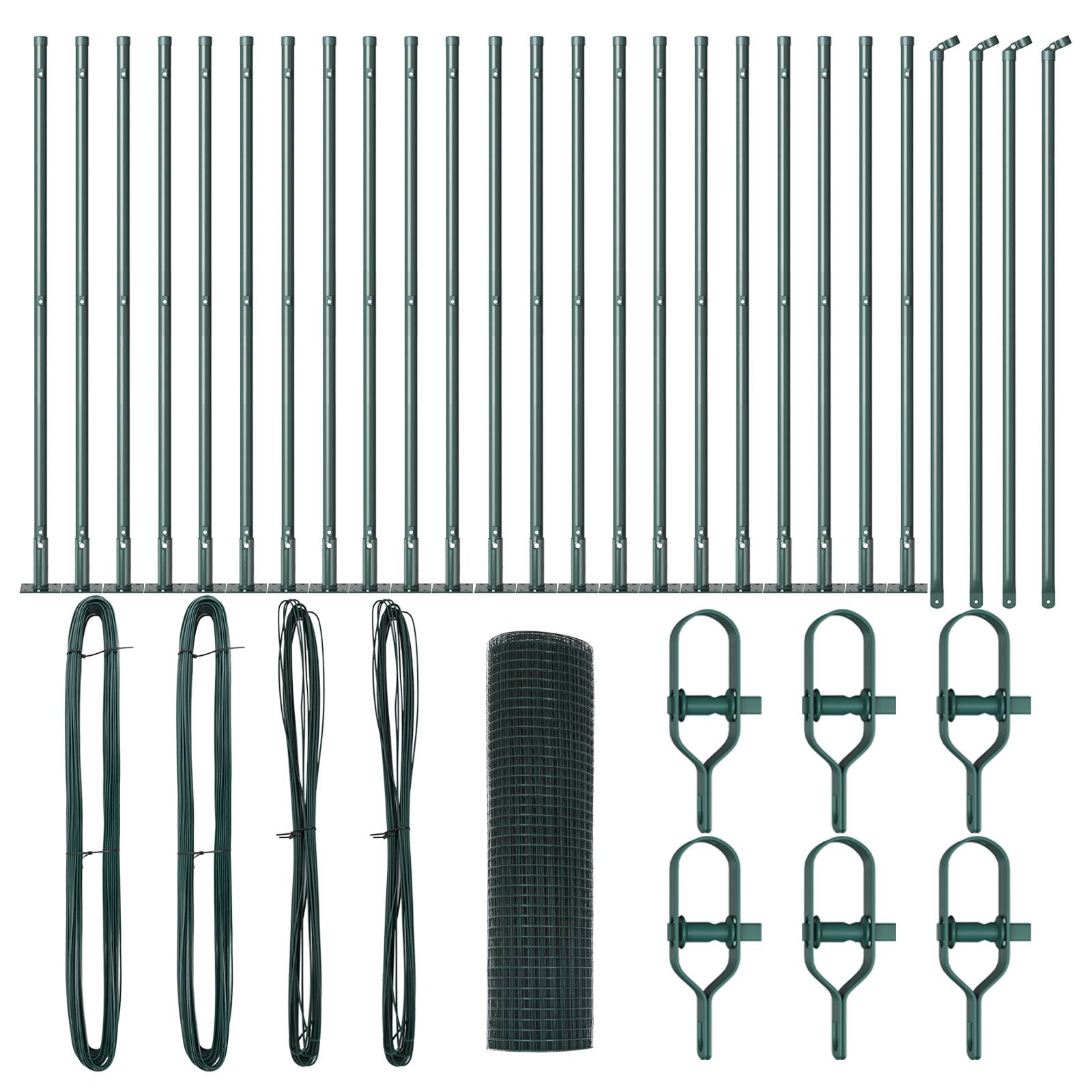 vidaXL Geschweißter Drahtzaun mit 13 Flanschköpfen Grün 0,8x50 m Stahl