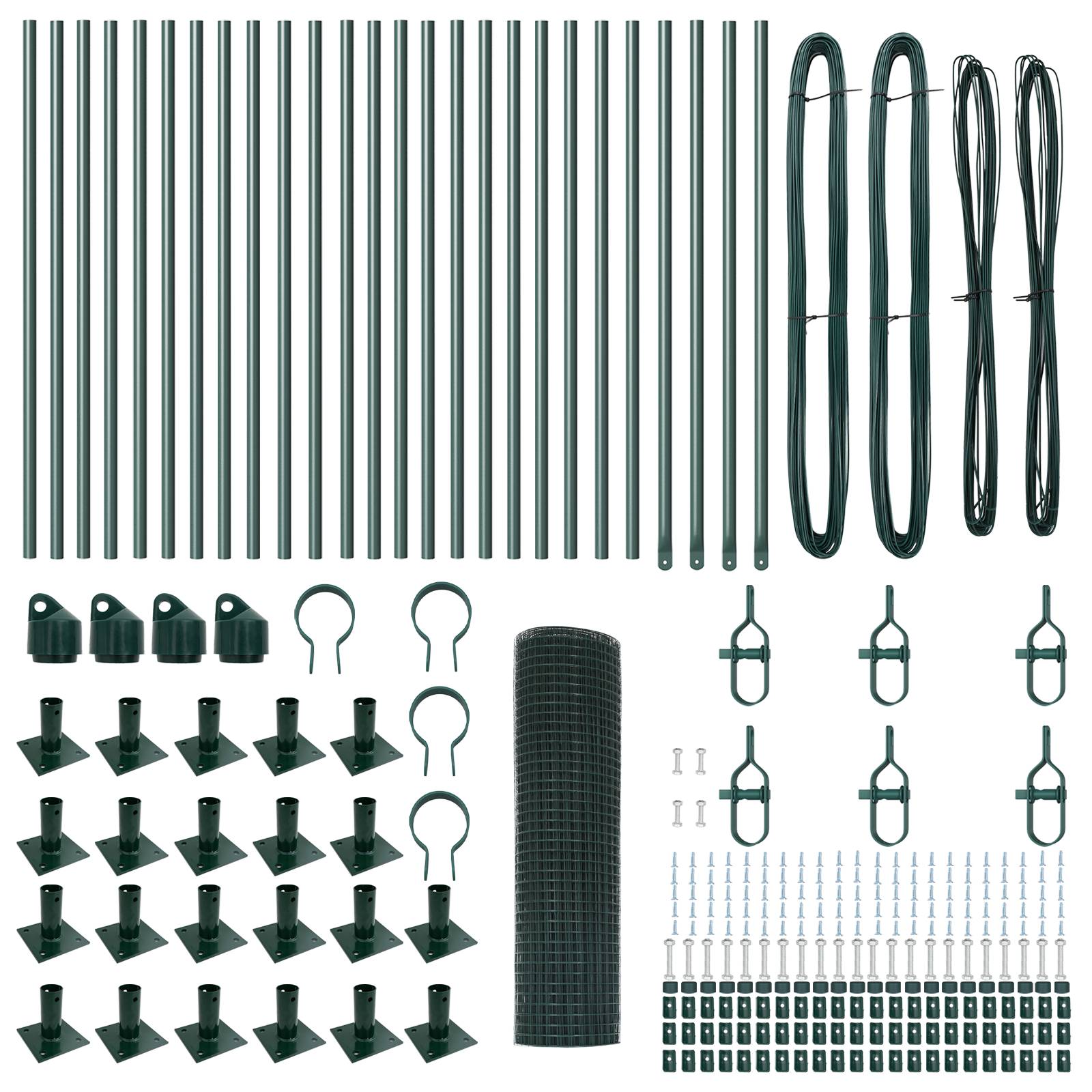vidaXL Geschweißter Drahtzaun mit 13 Flanschteilen Grün 0.4x50 m Stahl