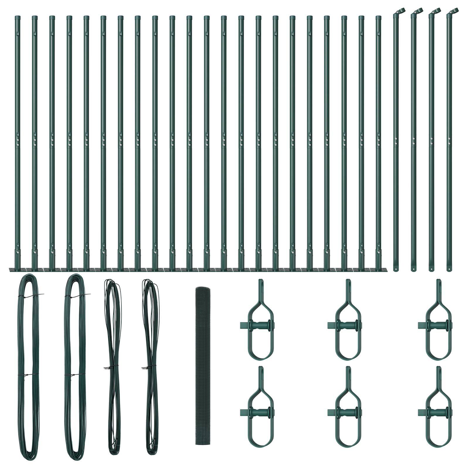 vidaXL Geschweißter Drahtzaun mit 13 flanschenden Pfosten Grün 1,4x50 m Stahl