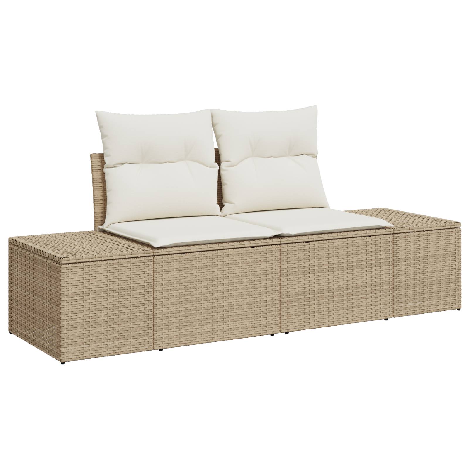 vidaXL 7-tlg. Garten-Sofagarnitur mit Kissen Beige Poly Rattan