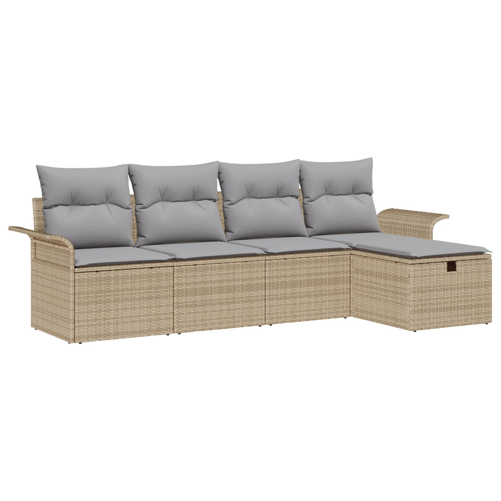 vidaXL 5-teiliges Garten Sofa Set mit Kissen Beige Poly Rattan