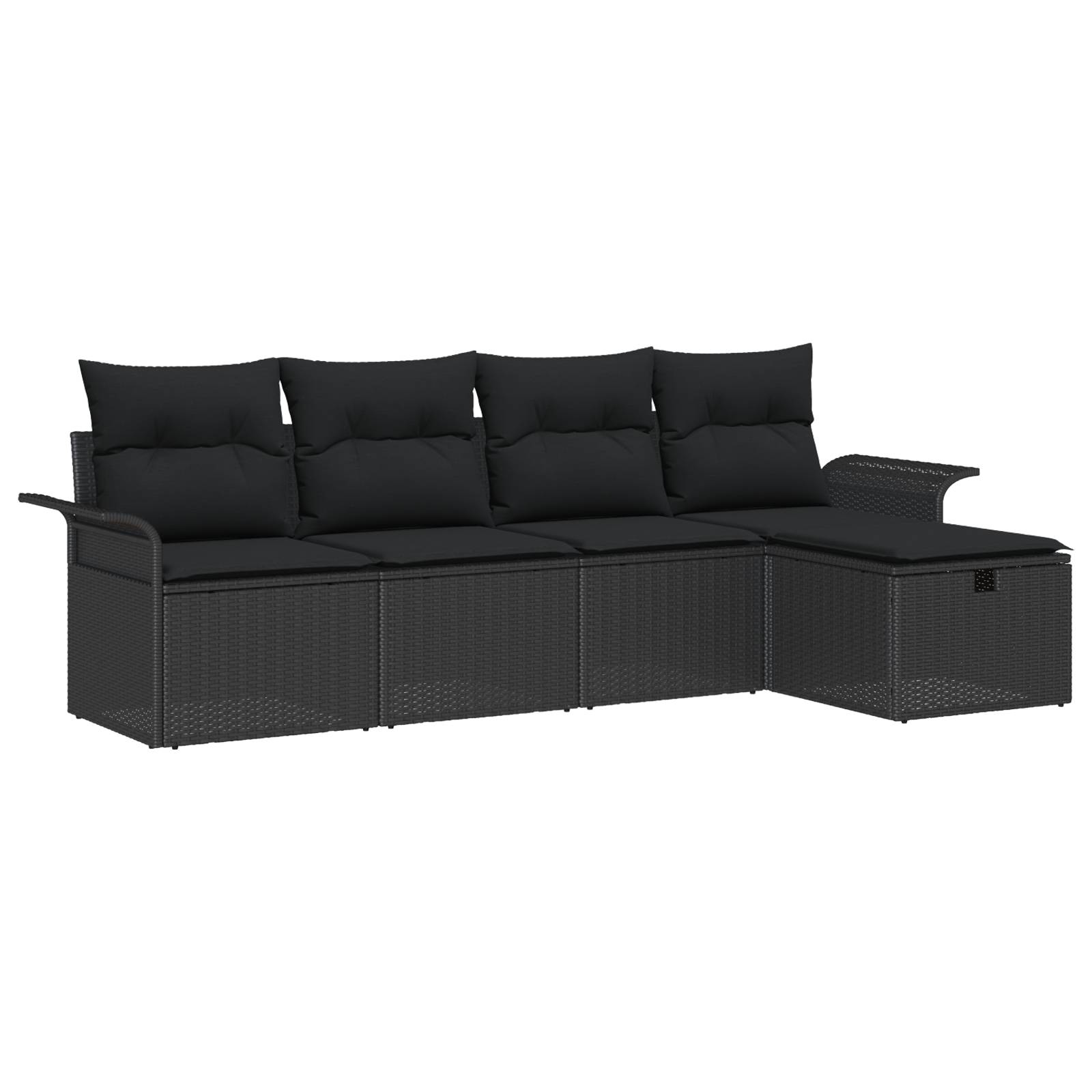 vidaXL 5-tlg. Garten-Sofagarnitur mit Kissen Schwarz Poly Rattan