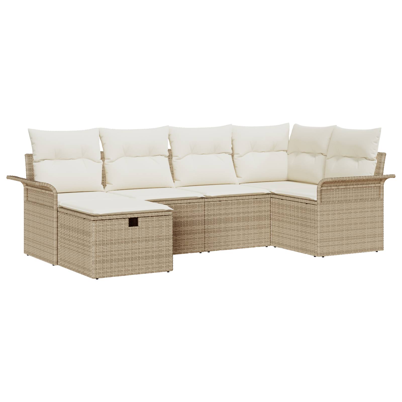 vidaXL 6-tlg. Garten-Sofagarnitur mit Kissen Beige Poly Rattan