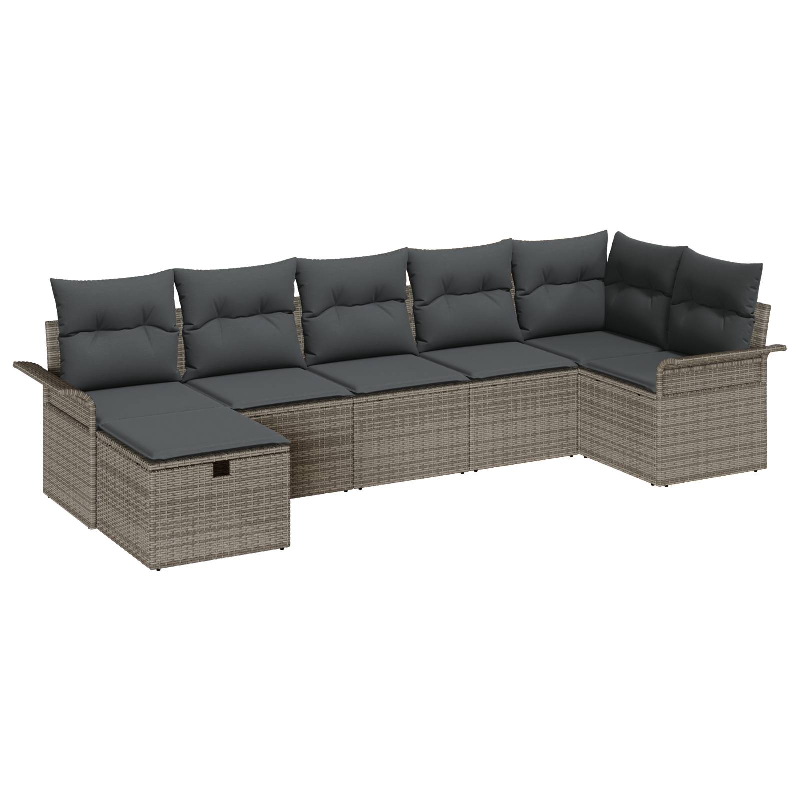 vidaXL 7-teiliges Garten Sofa Set mit Kissen Grau Poly Rattan