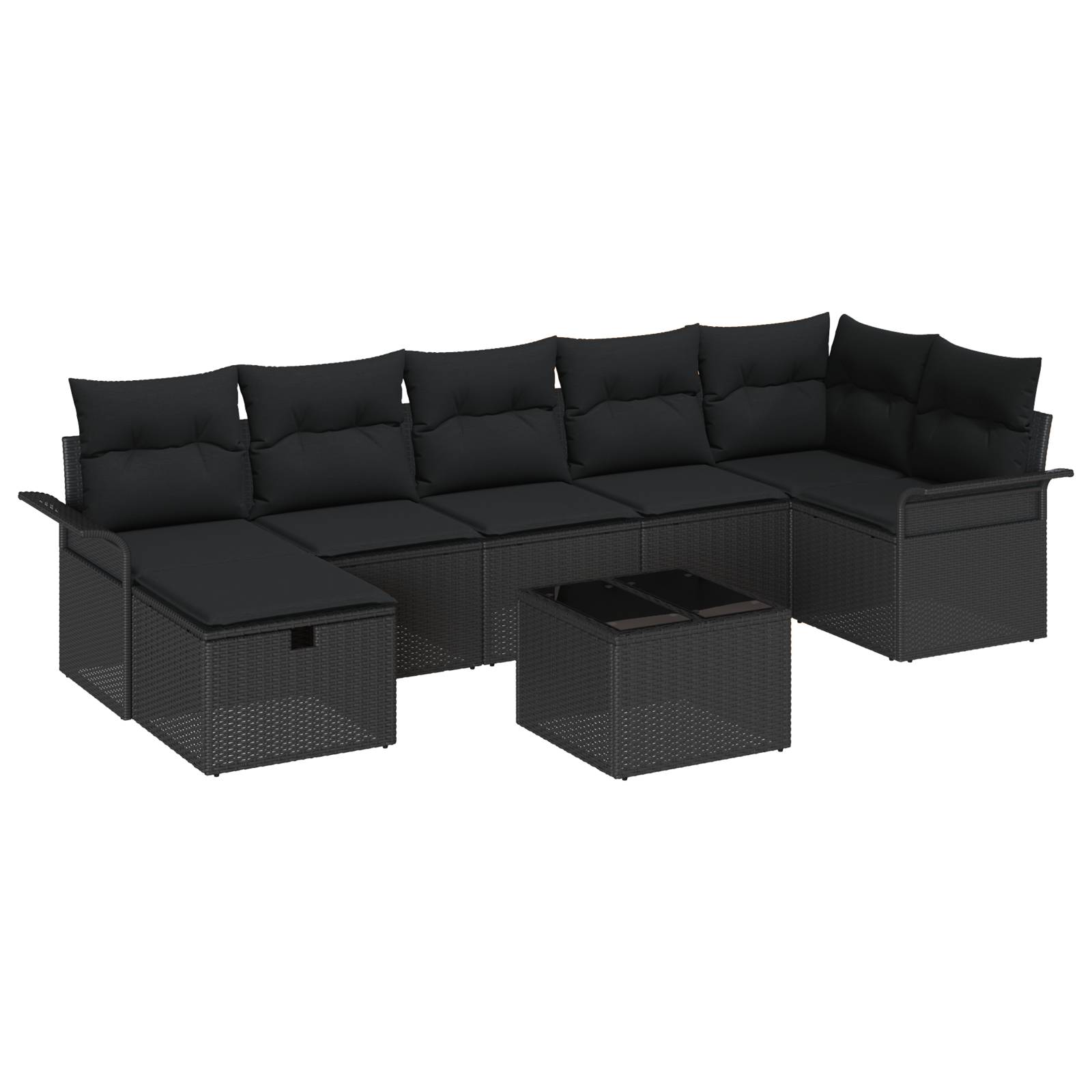 vidaXL 8-teiliges Garten-Sofa-Set mit Kissen Schwarzes Poly-Rattan