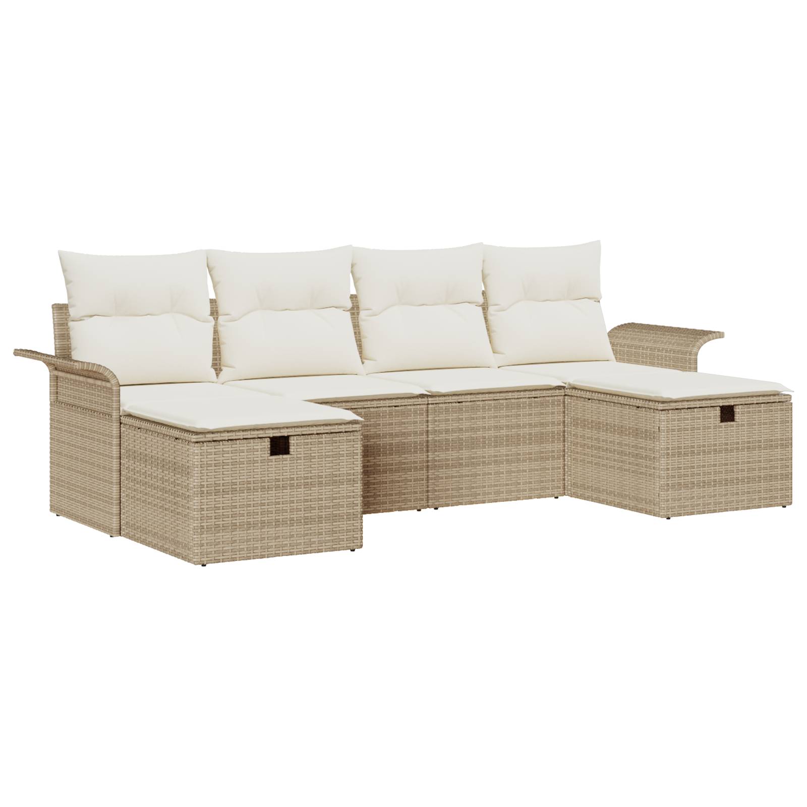 vidaXL 6-tlg. Garten-Sofagarnitur mit Kissen Beige Poly Rattan