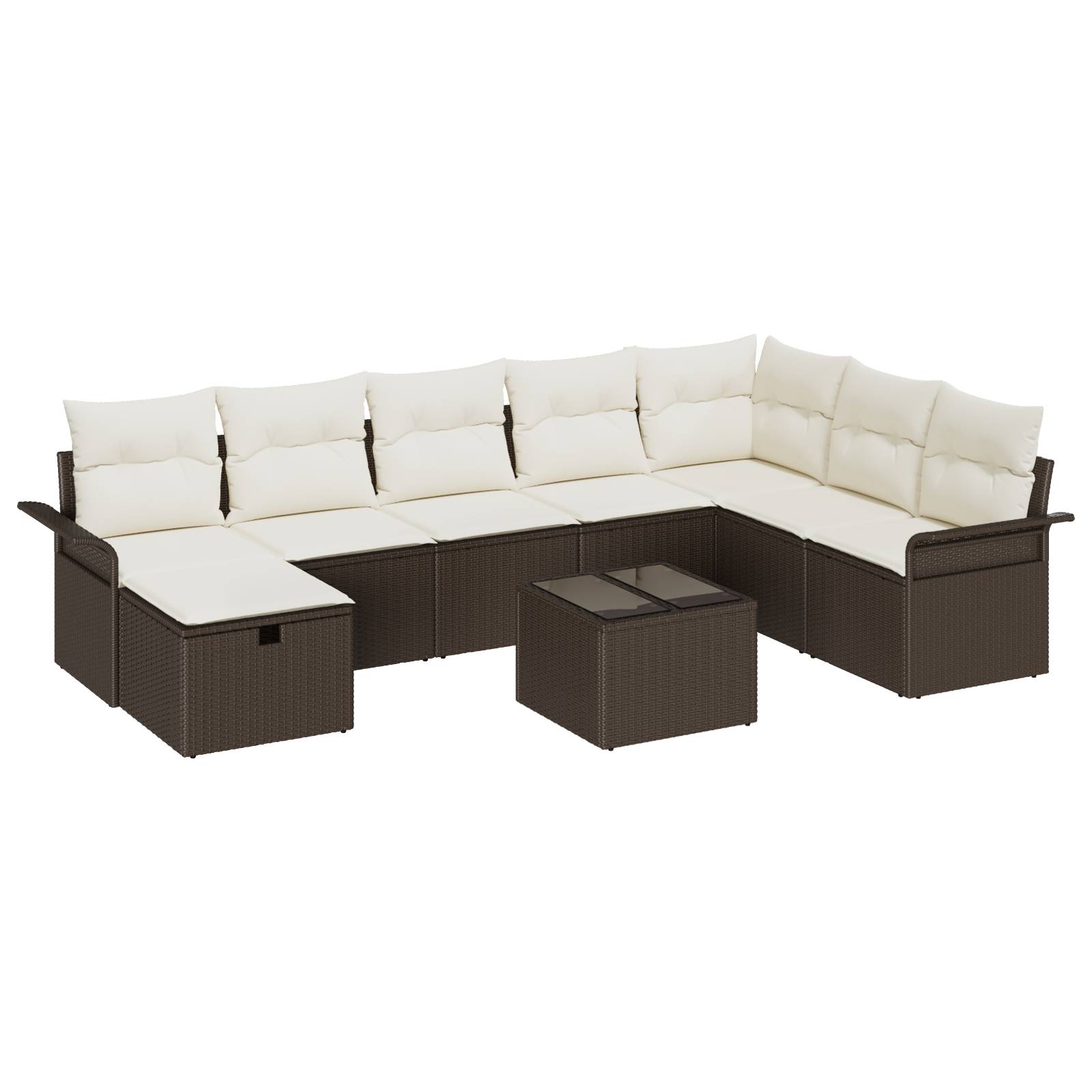 vidaXL 9-teiliges Garten-Sofa-Set mit Kissen Braun Poly Rattan