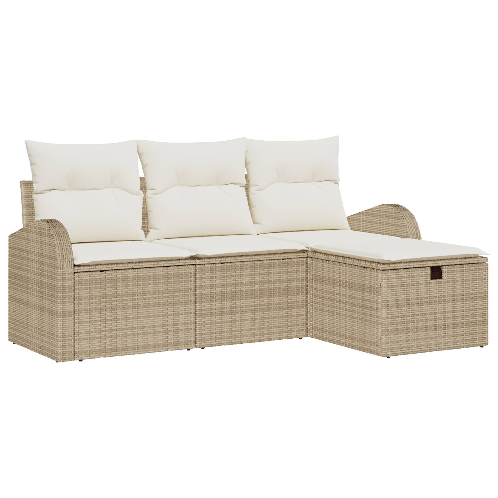 vidaXL 4-tlg. Garten-Sofagarnitur mit Kissen Beige Poly Rattan