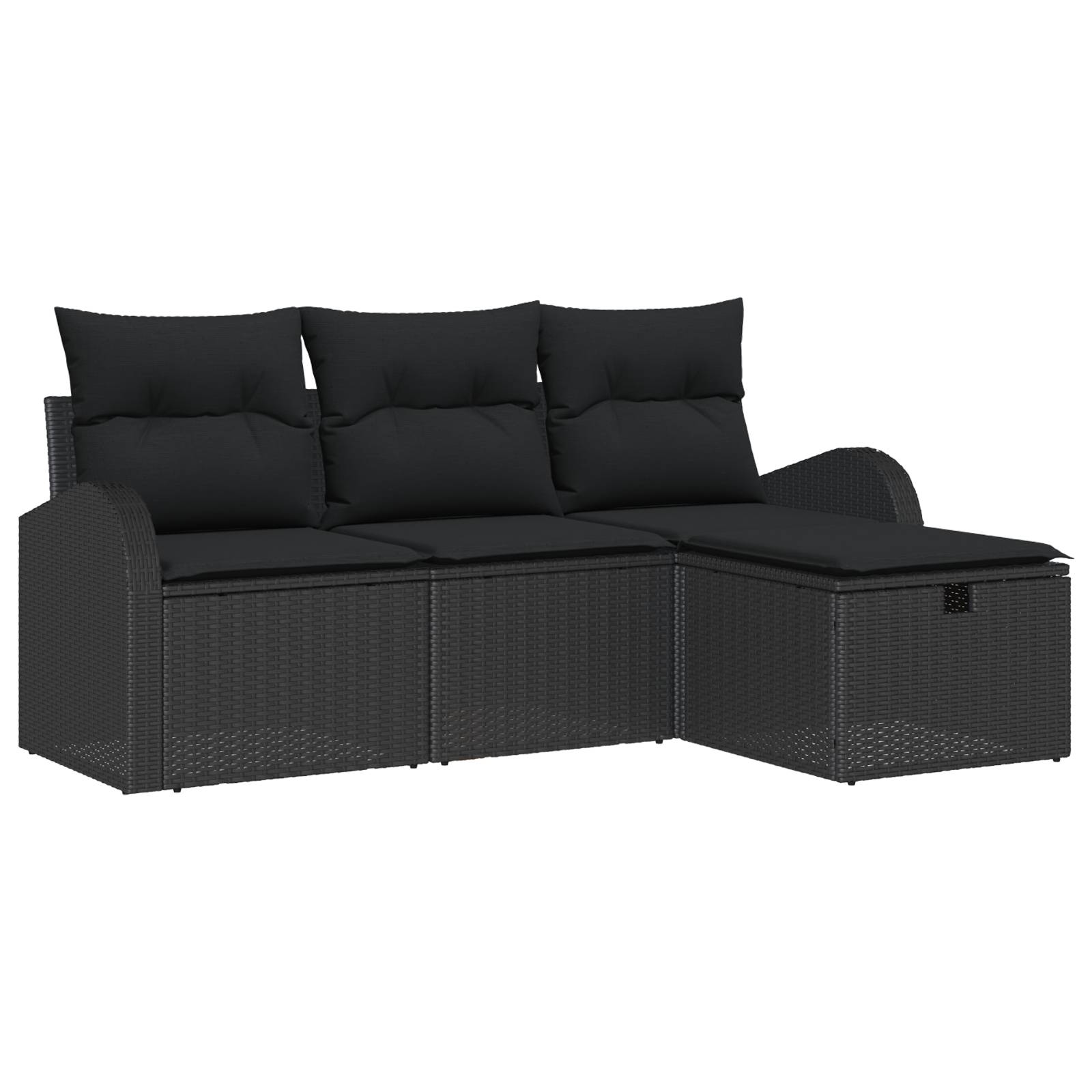 vidaXL 4-tlg. Garten-Sofagarnitur mit Kissen Schwarz Poly Rattan