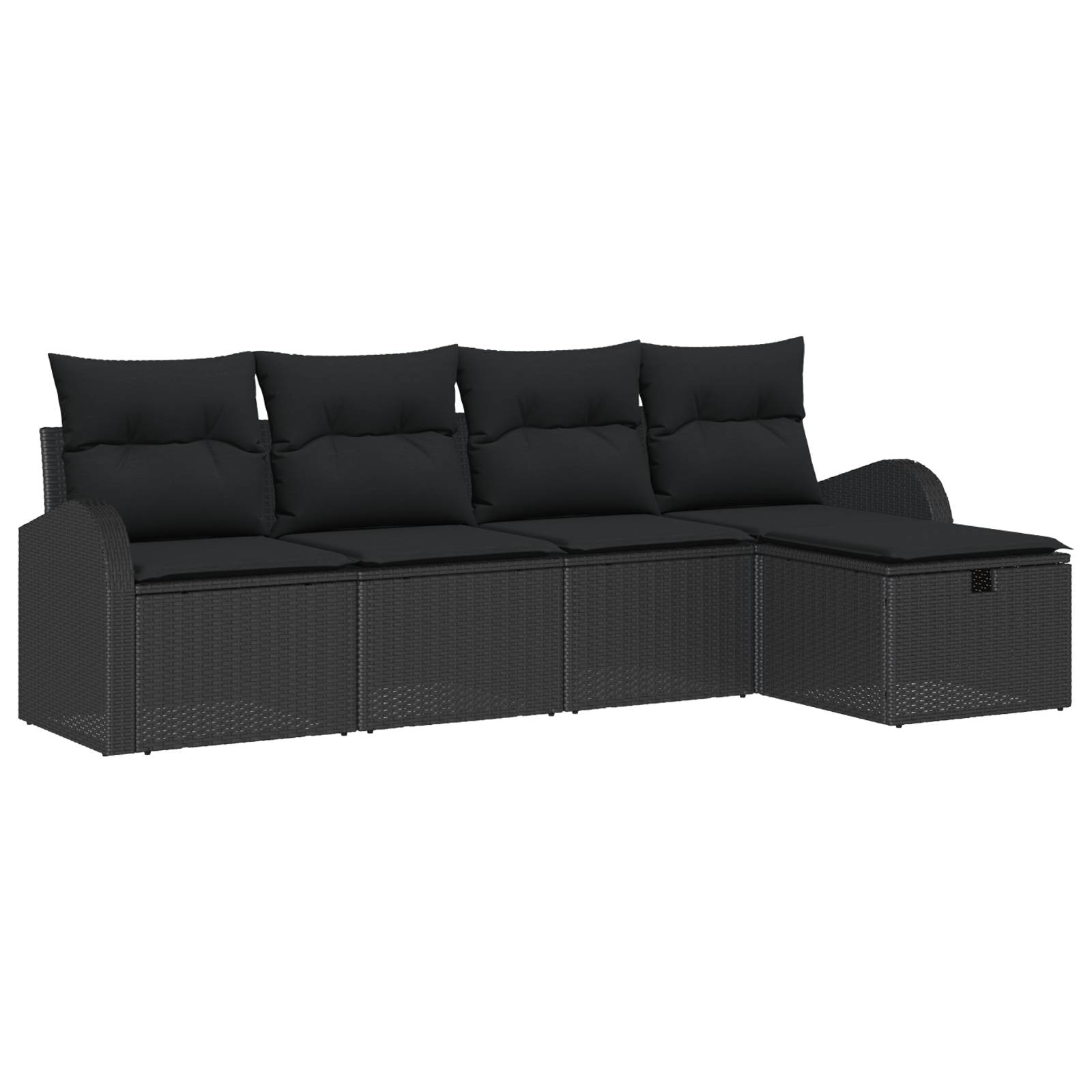 vidaXL 5-teilige Garten-Sofa-Gruppe mit Kissen Schwarz Poly Rattan