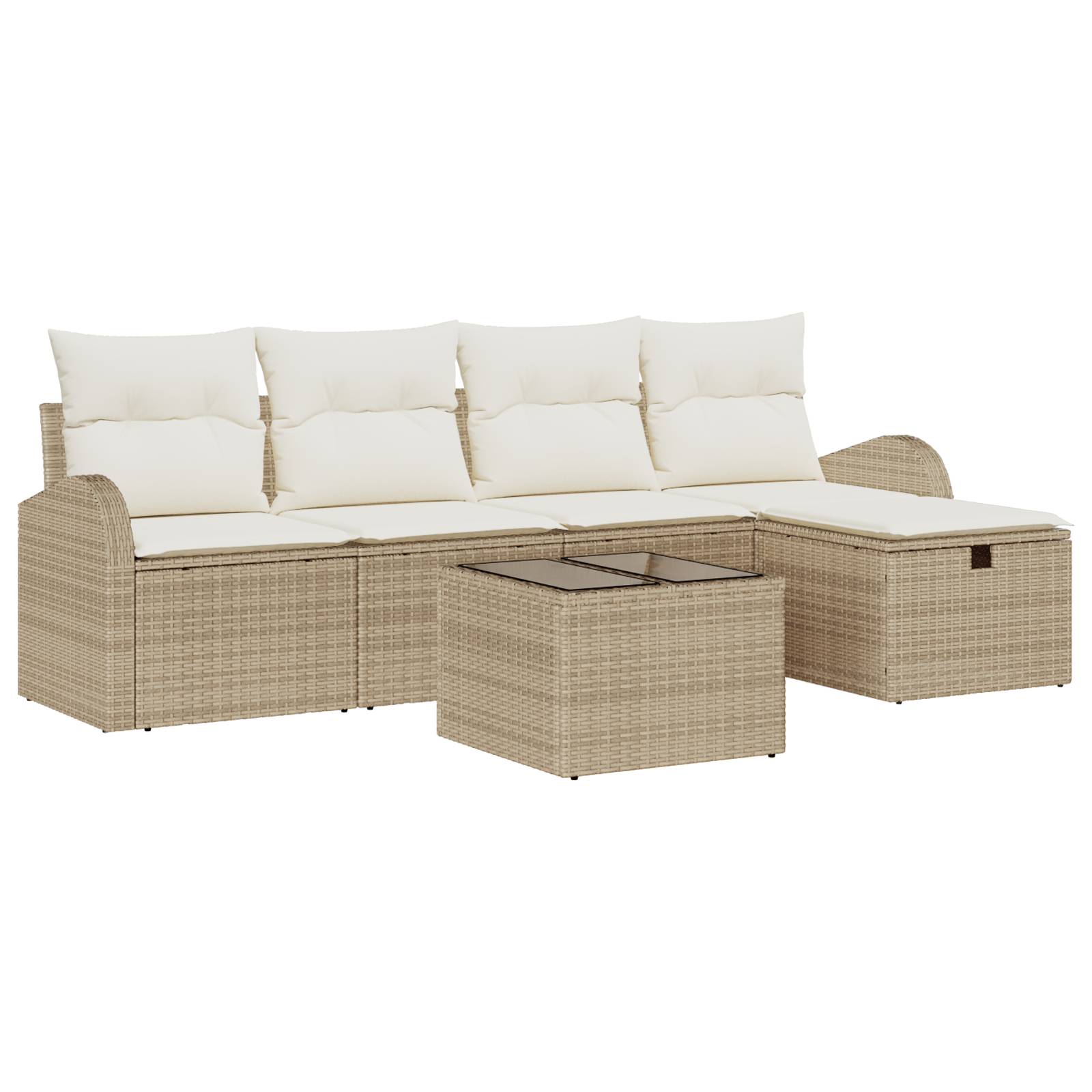 vidaXL 6-teiliges Garten-Sofa-Set mit Kissen in Beige aus Poly Rattan