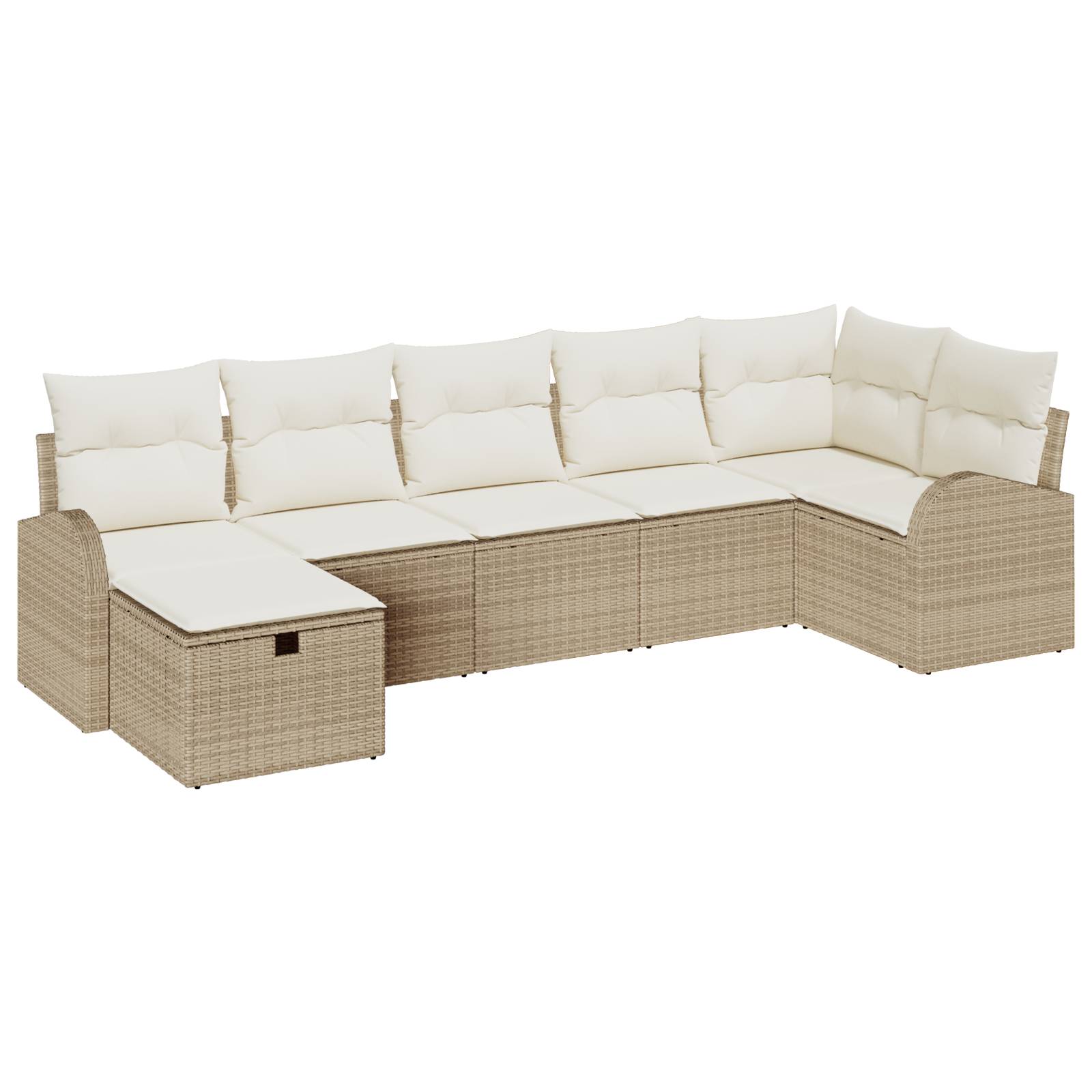 vidaXL 7-tlg. Garten-Sofagarnitur mit Kissen Beige Poly Rattan