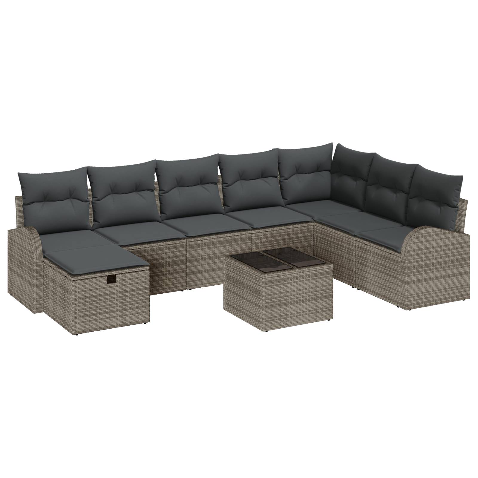 vidaXL 9-tlg. Garten-Sofagarnitur mit Kissen Grau Poly Rattan