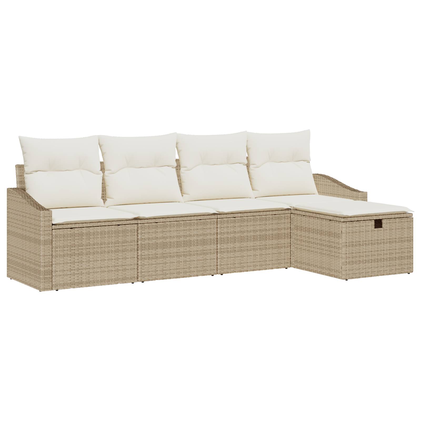 vidaXL 5-tlg. Garten-Sofagarnitur mit Kissen Beige Poly Rattan