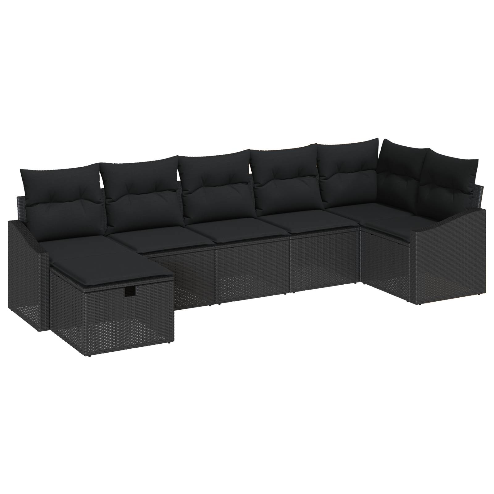 vidaXL 7-tlg. Garten-Sofagarnitur mit Kissen Schwarz Poly Rattan