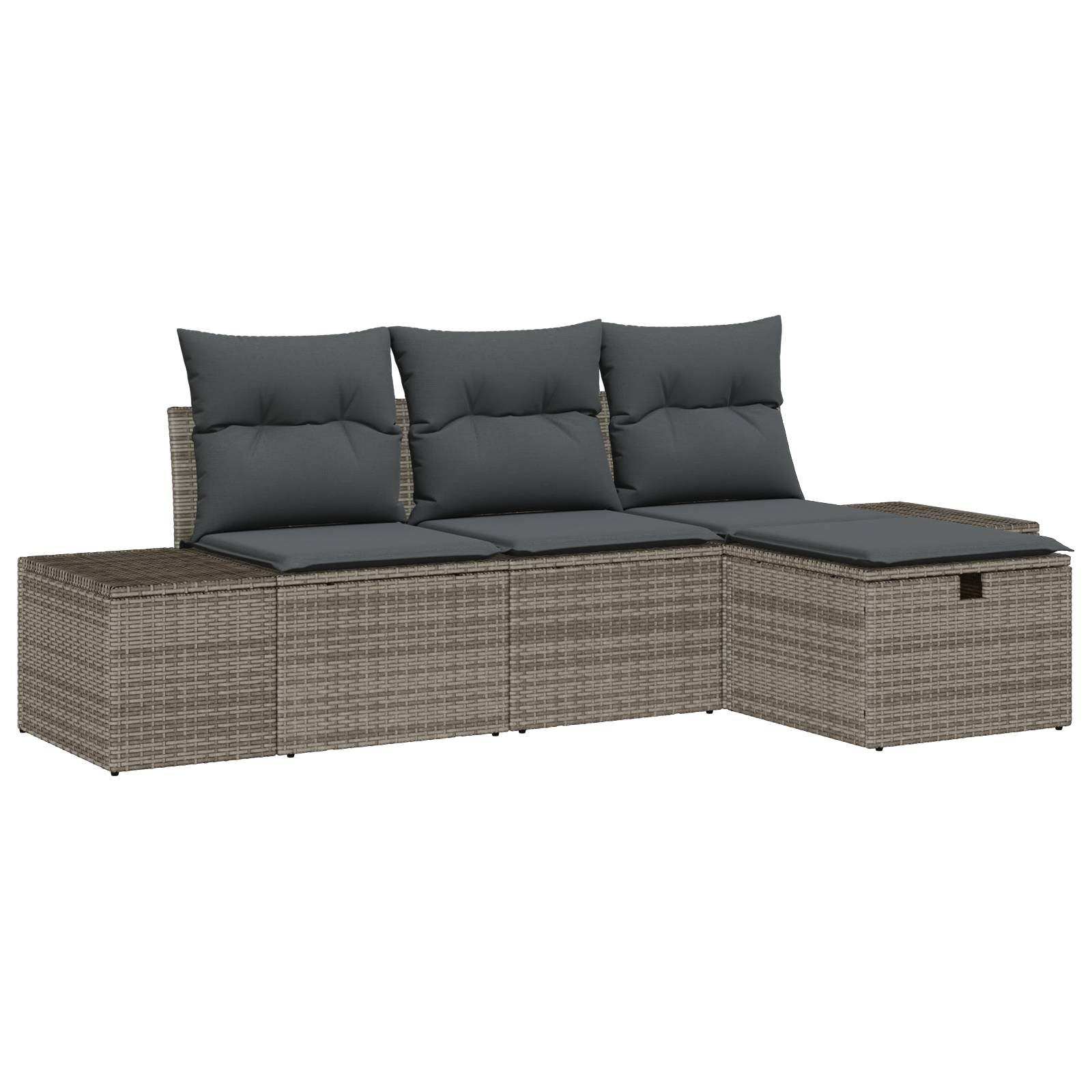vidaXL 4-tlg. Garten-Sofagarnitur mit Kissen Grau Poly Rattan