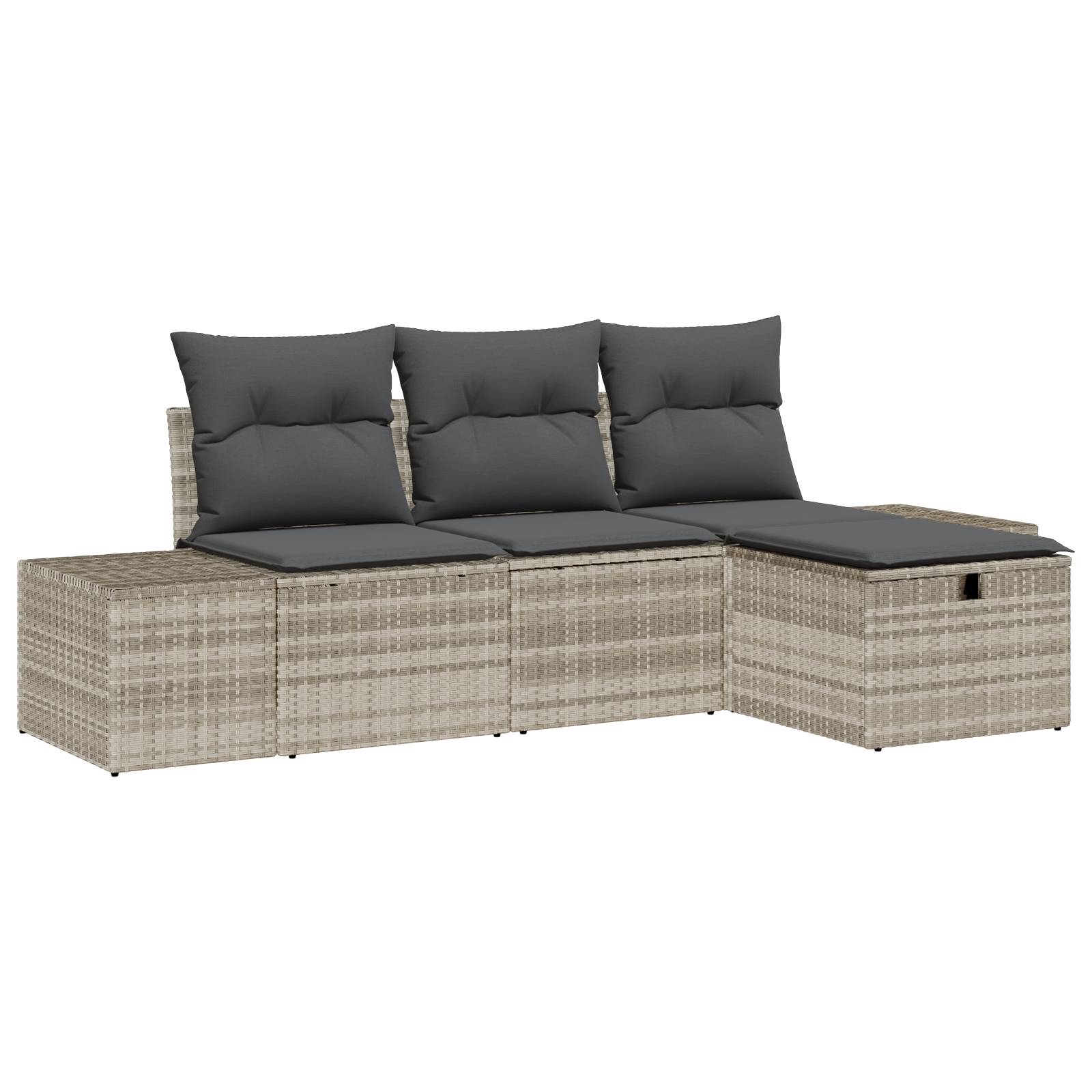 vidaXL 4-tlg. Garten-Sofagarnitur mit Kissen Hellgrau Poly Rattan