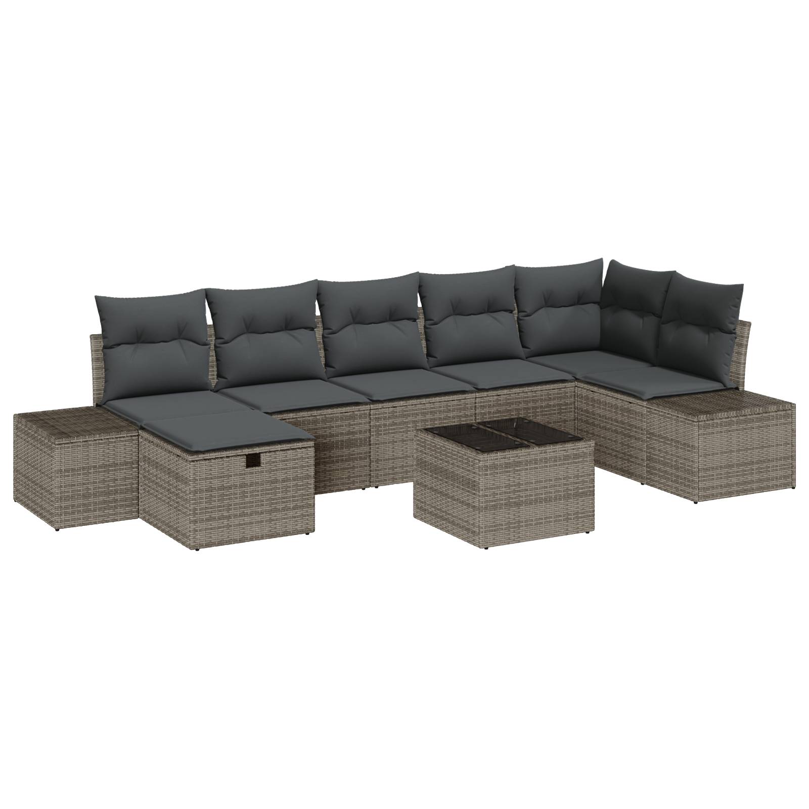 vidaXL 8-tlg. Garten-Sofagarnitur mit Kissen Grau Poly Rattan