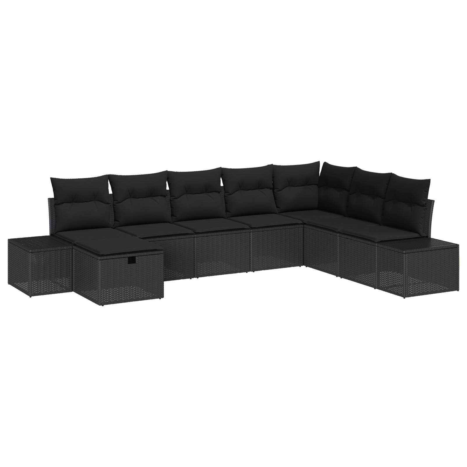vidaXL 8-tlg. Garten-Sofagarnitur mit Kissen Schwarz Poly Rattan